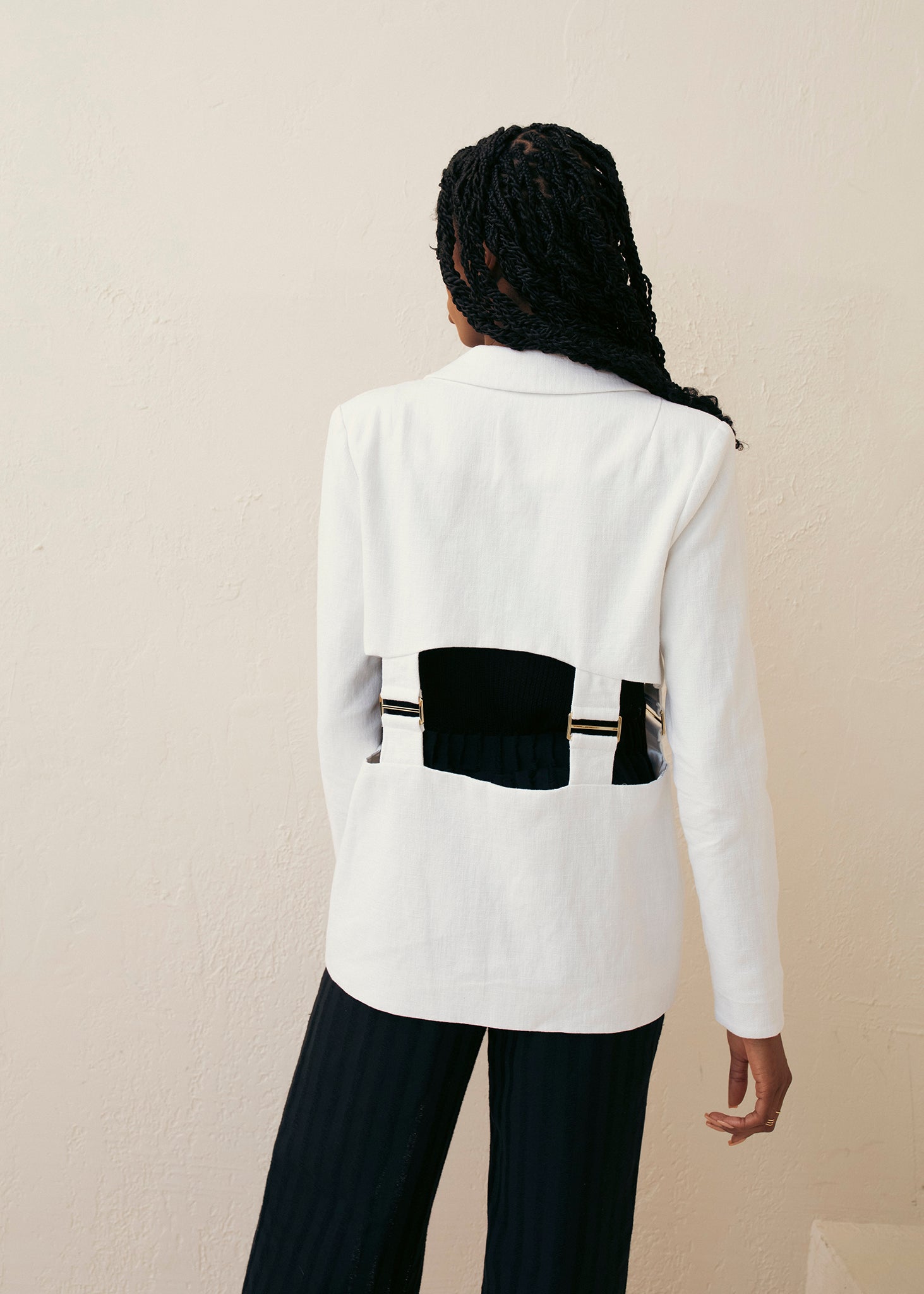 Linen Canvas Cut Out Blazer