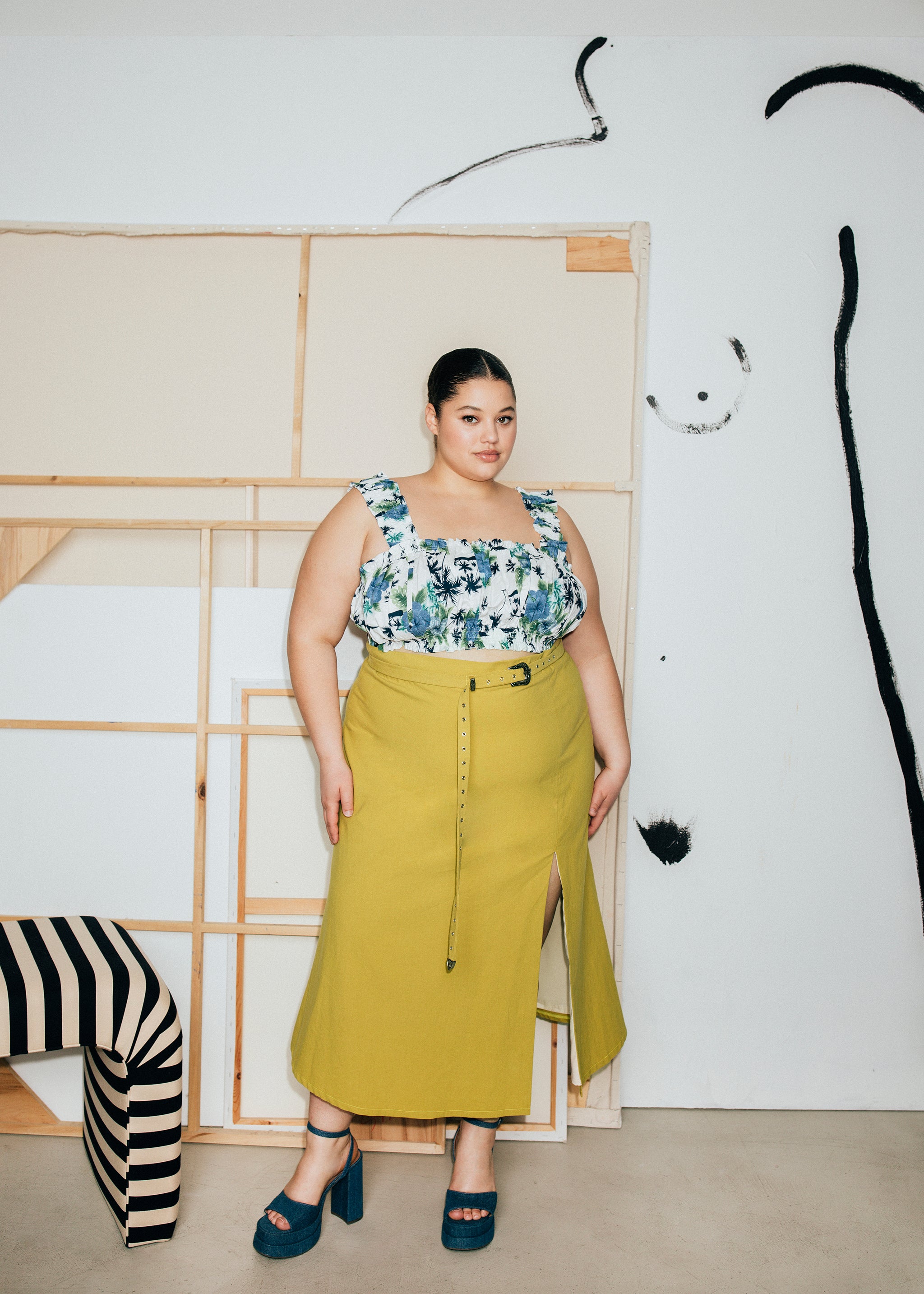 Belted Midi Skirt