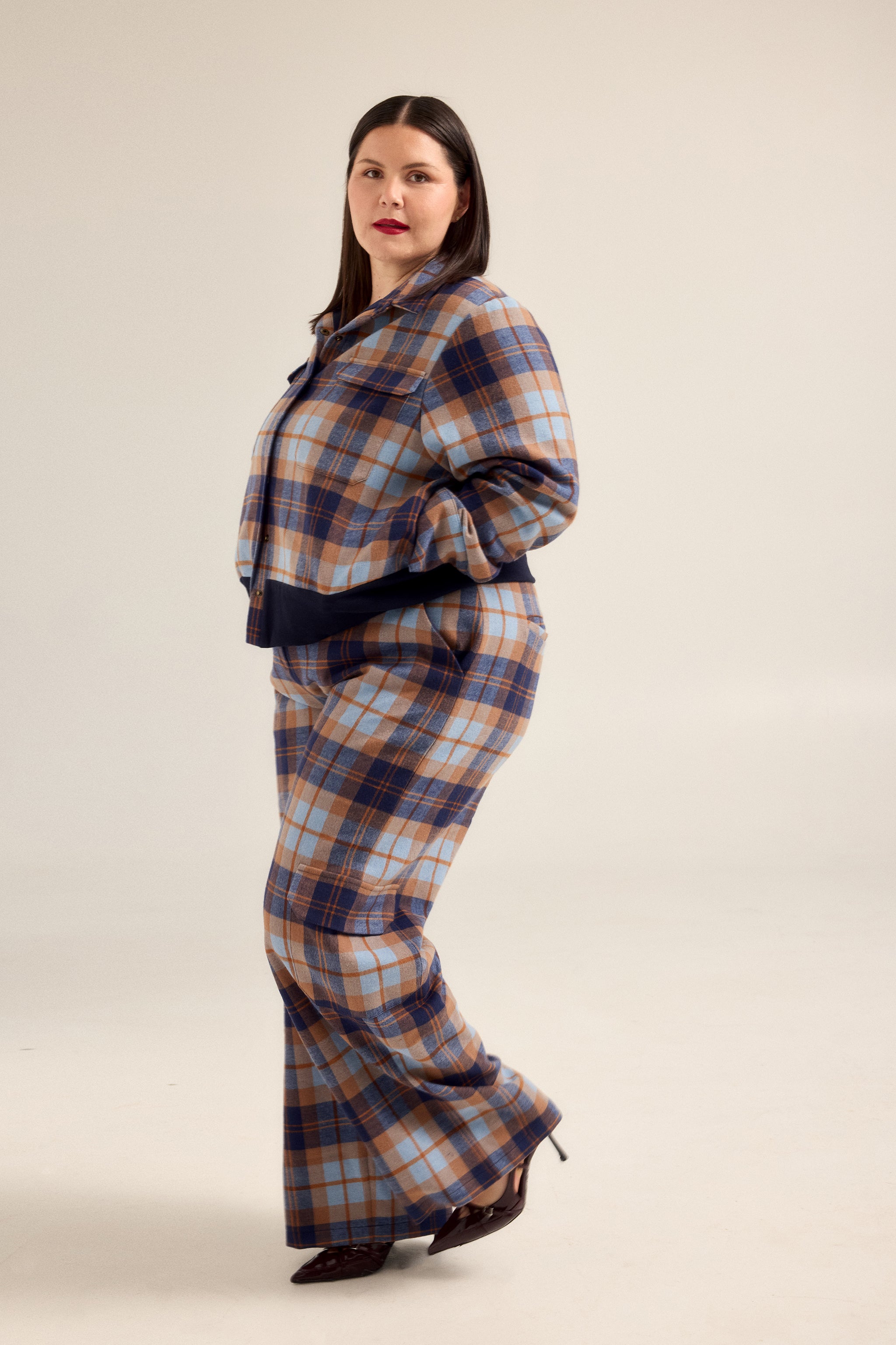 Blue Plaid Cargo Pants