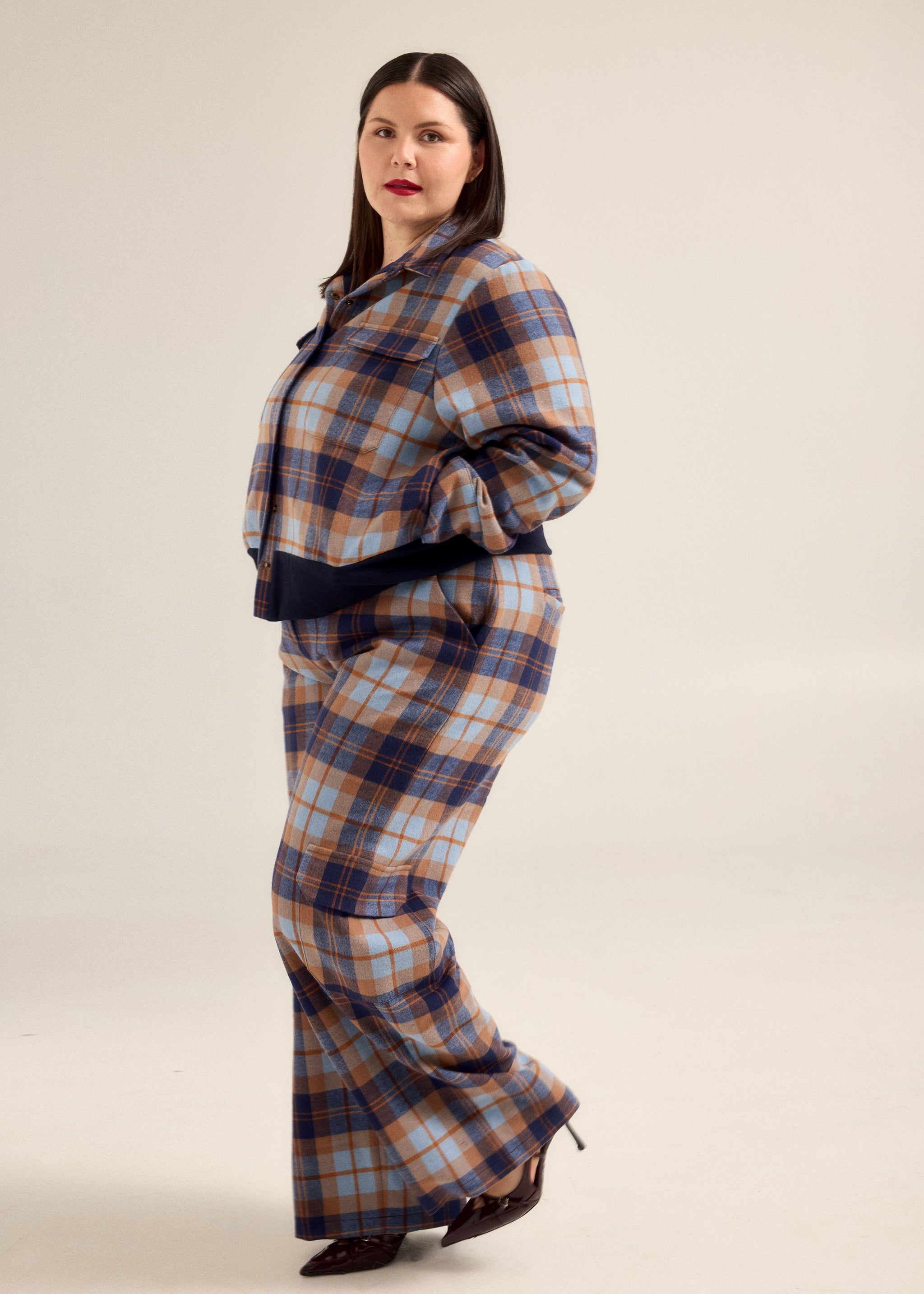Blue Plaid Bomber Jacket