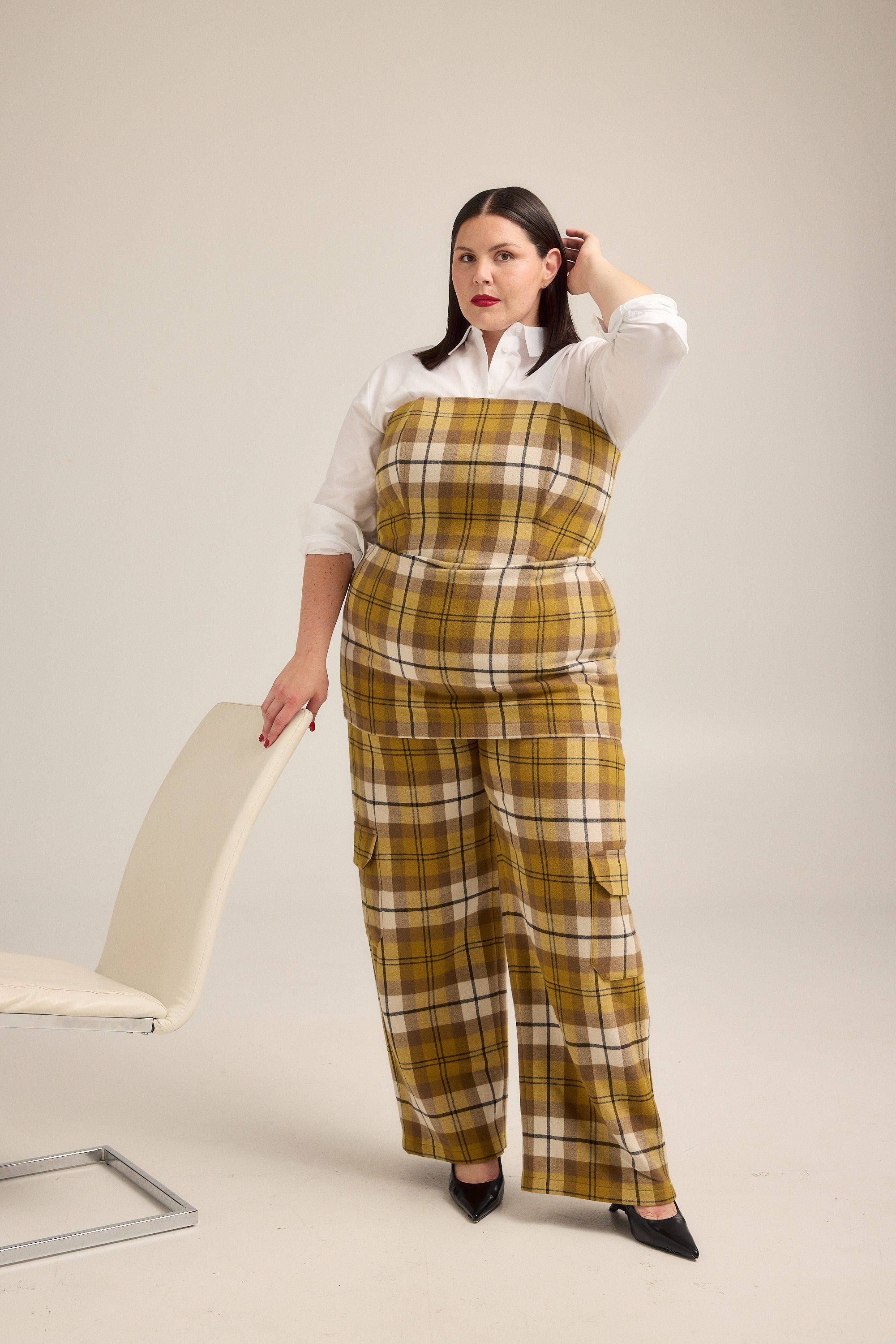 Olive Oil Plaid Cargo Pants