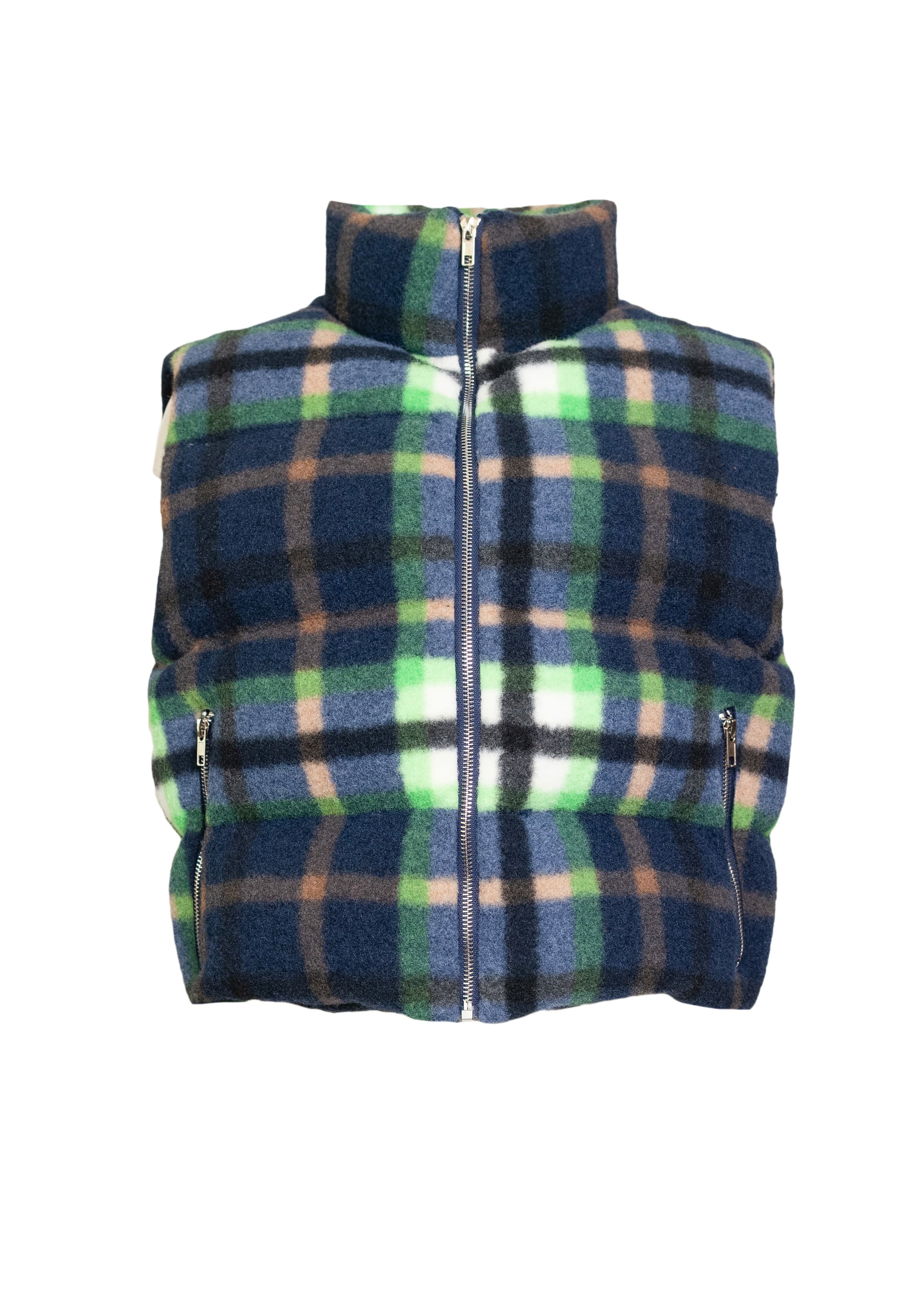 Plaid Short Puffer Vest