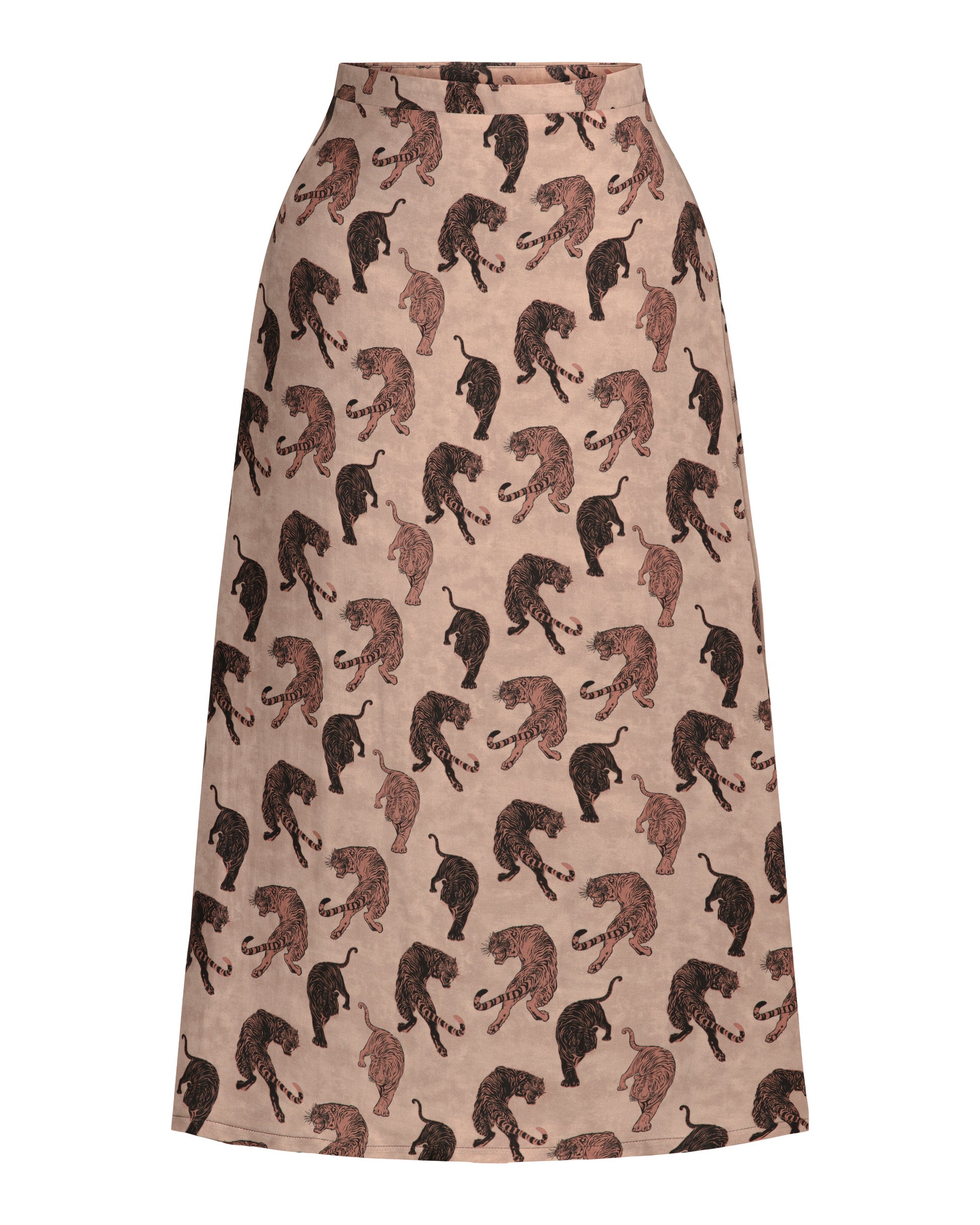 Tiger Print Midi Skirt