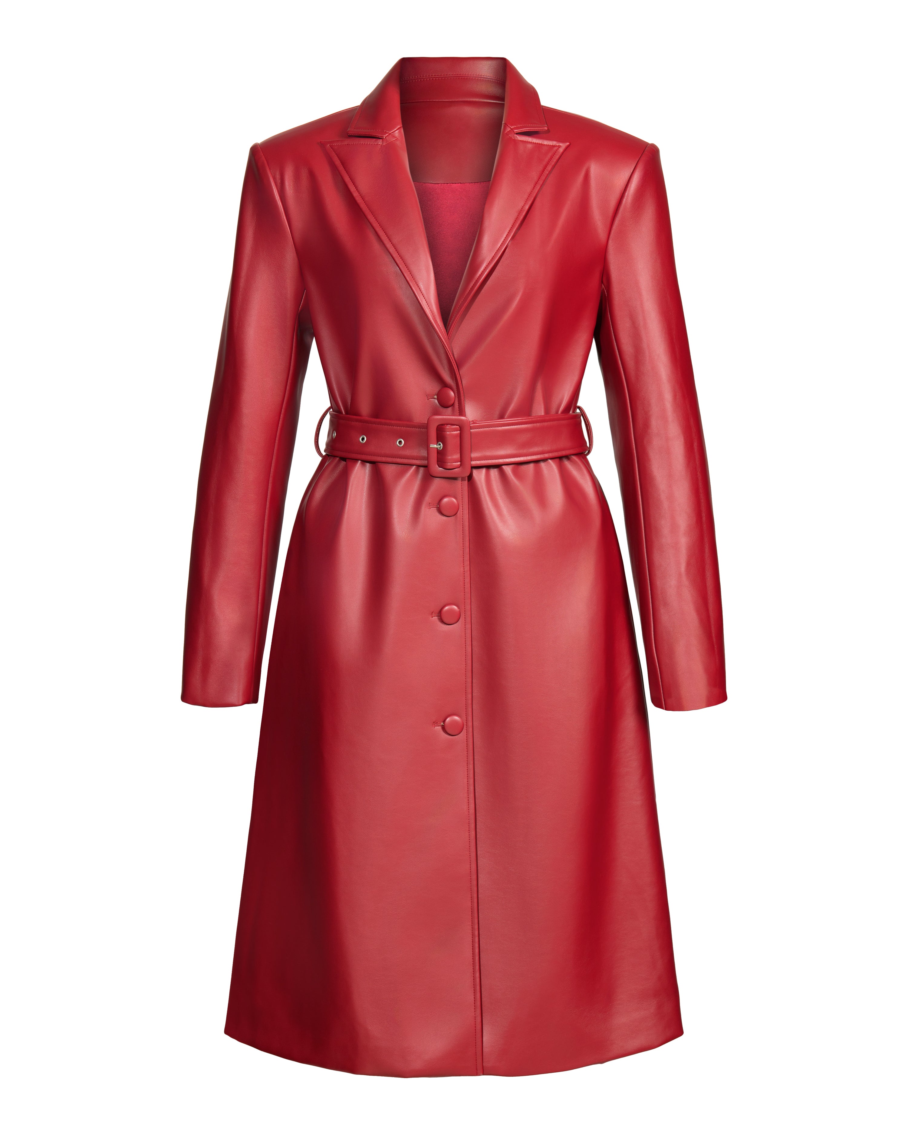 Exaggerated Shoulder 'Leather' Trench