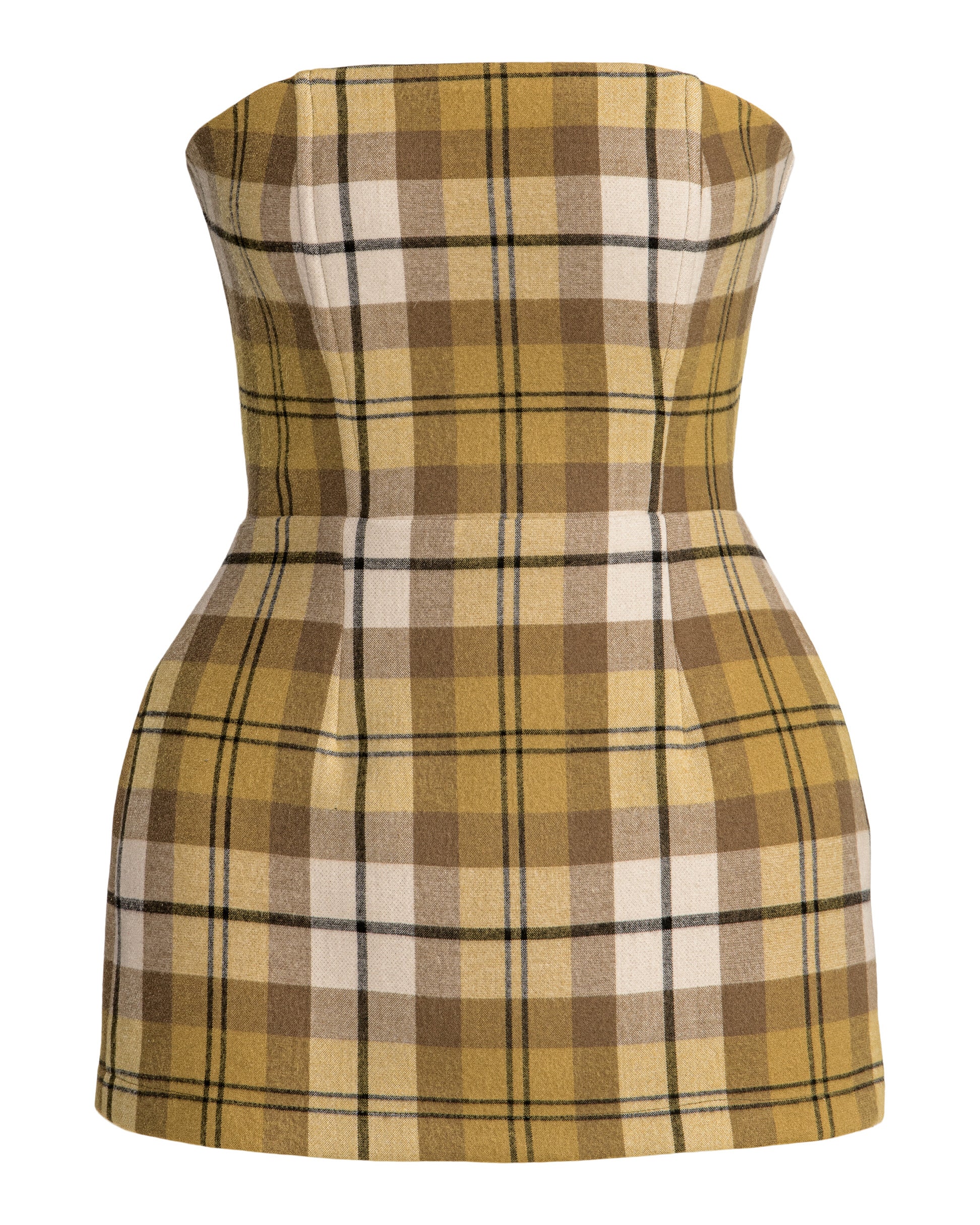 Strapless Olive Oil Plaid Top