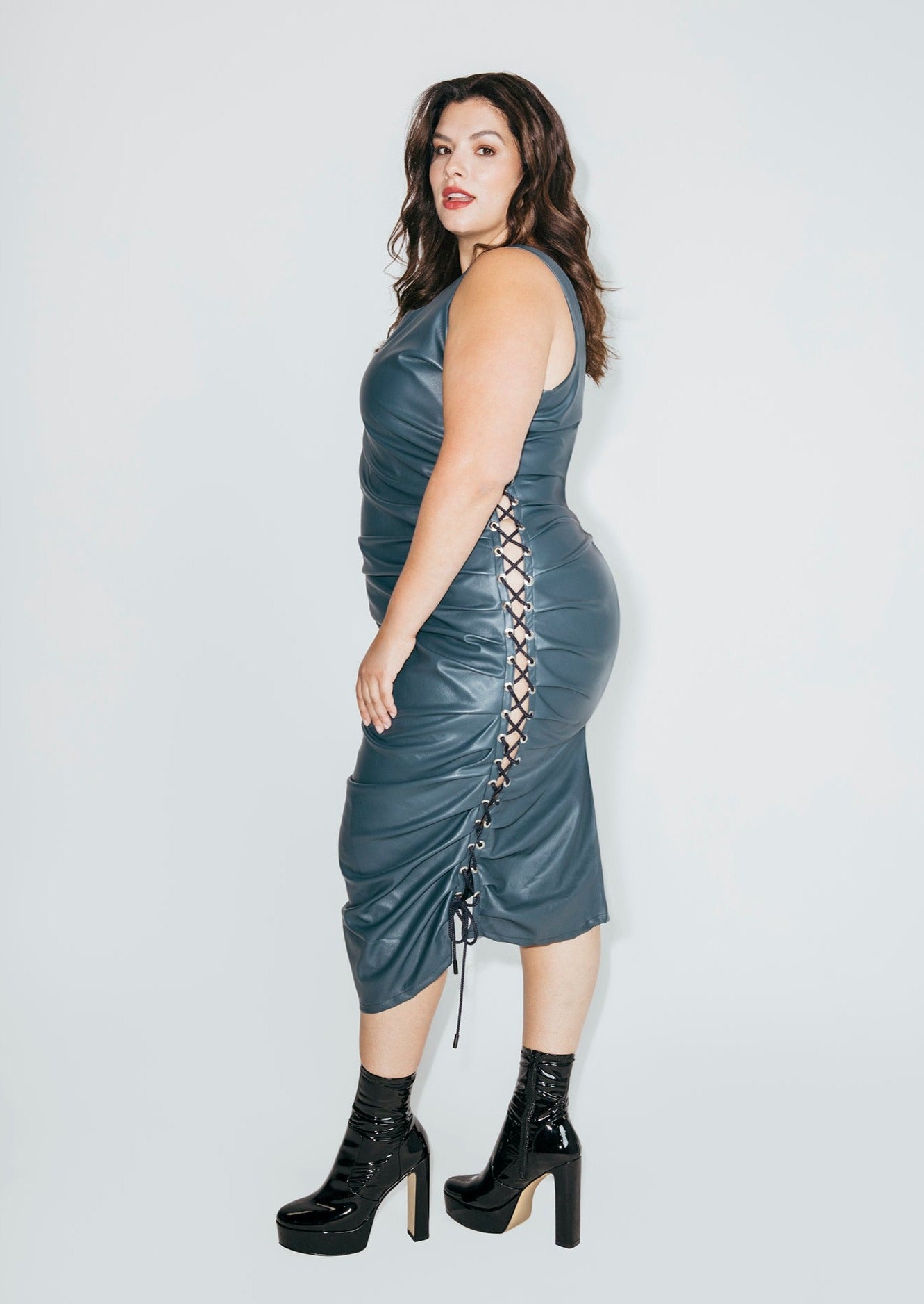 Lace-Up 'Leather' Dress