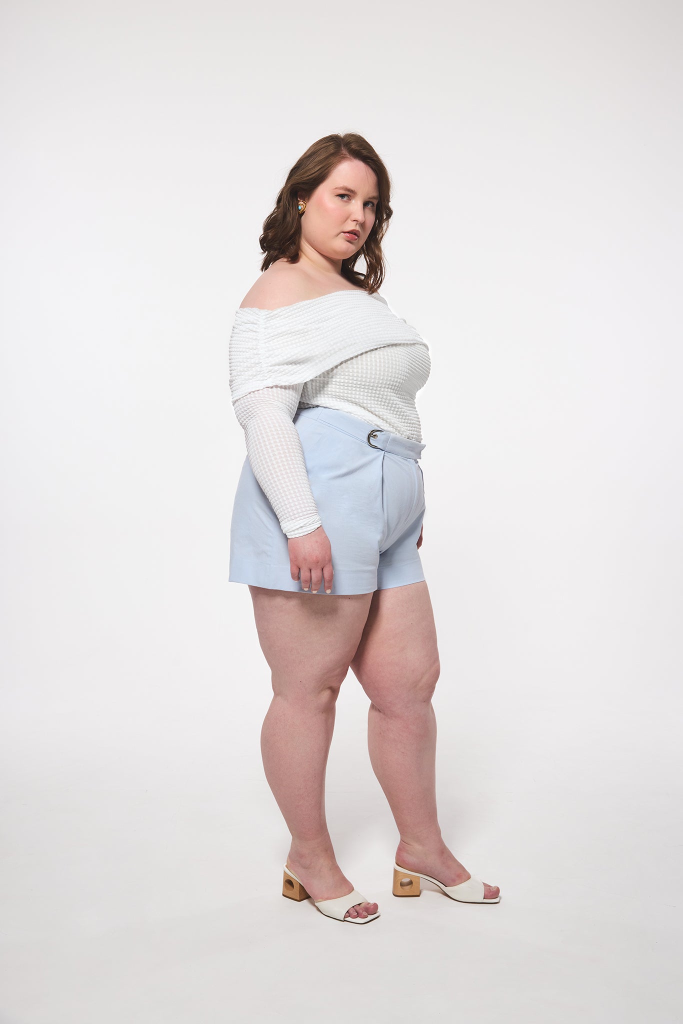 Geometric Knit Cowl Neck Top