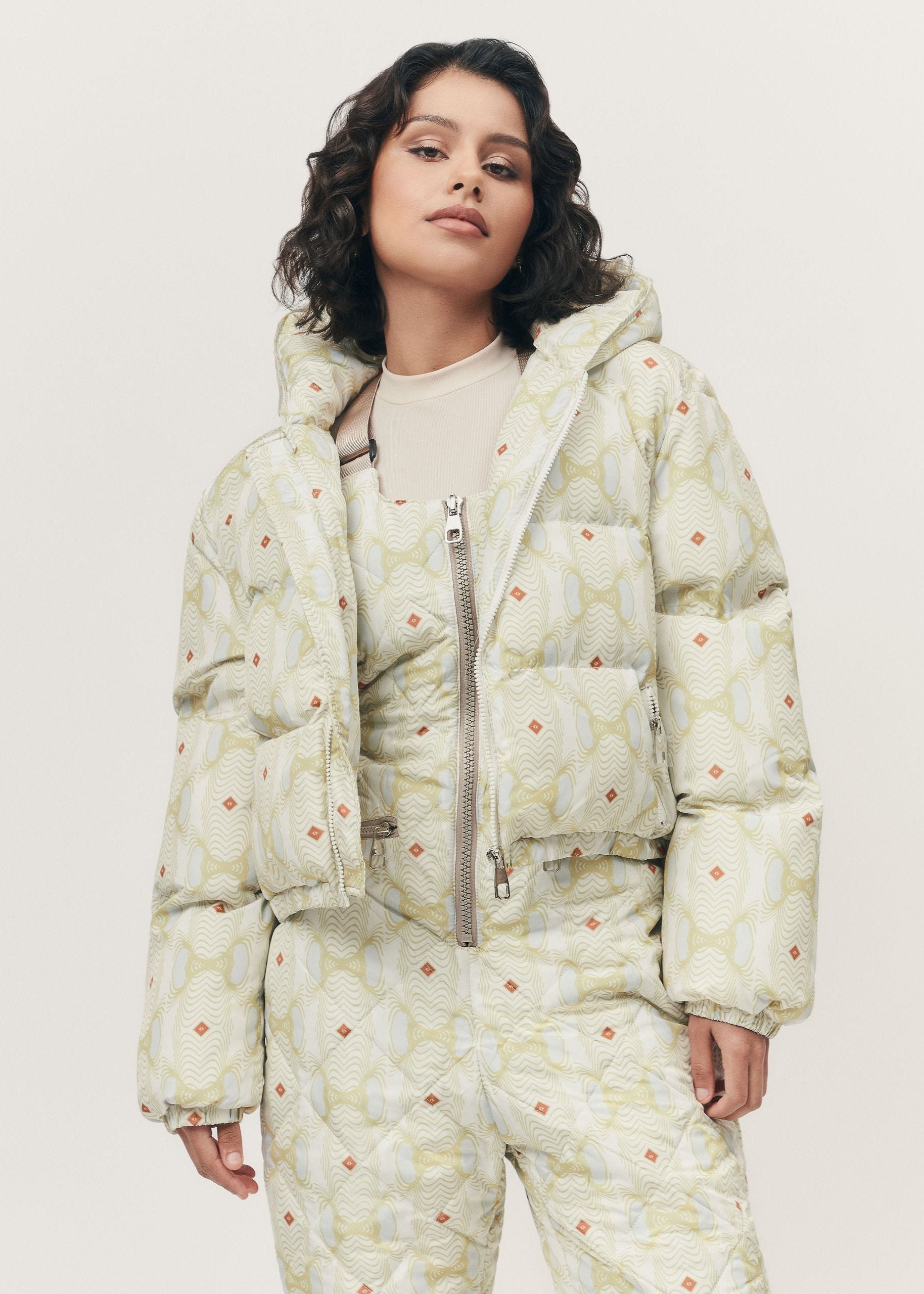 Cropped Printed Puffer