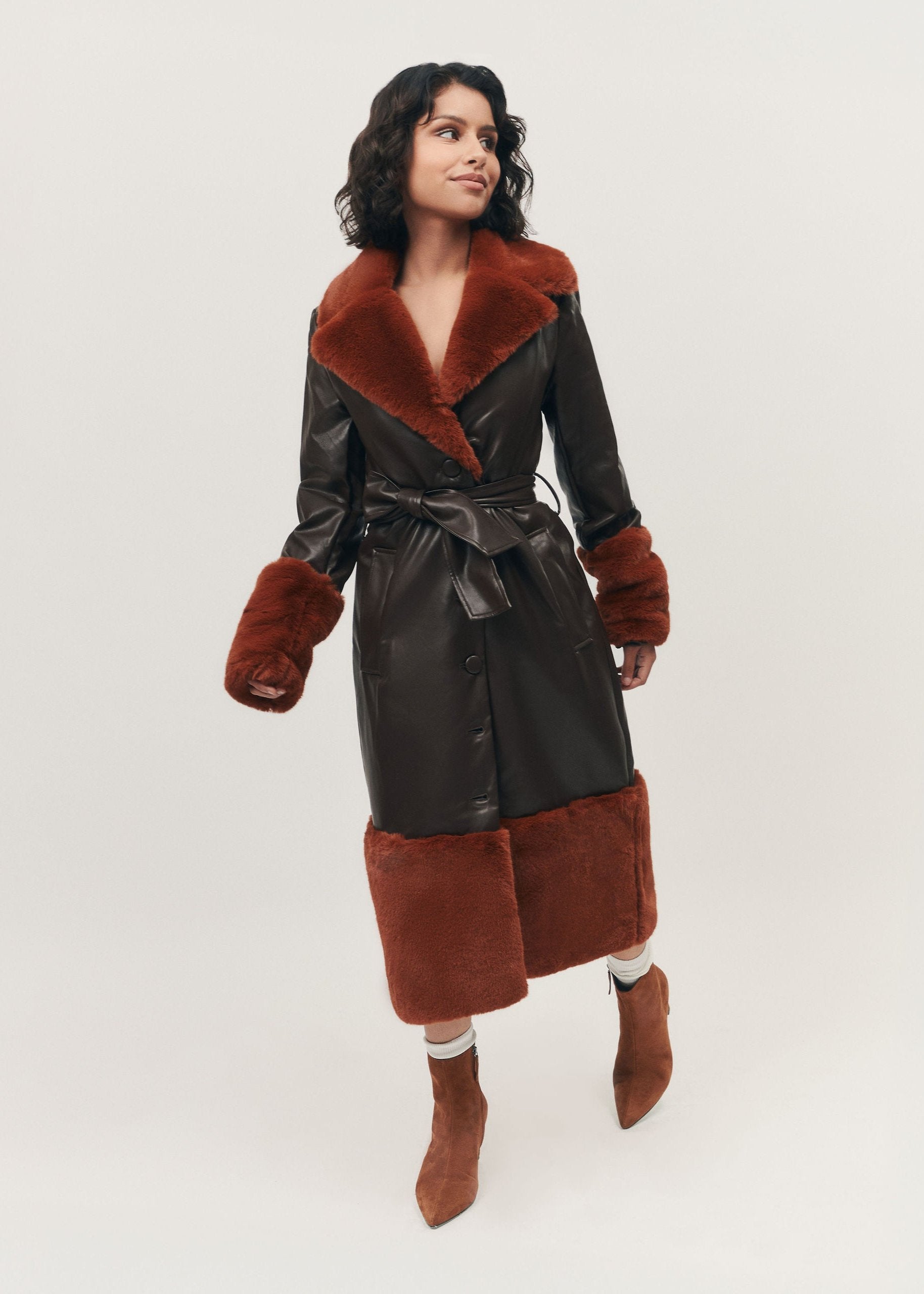 Faux Fur Trimmed Coat