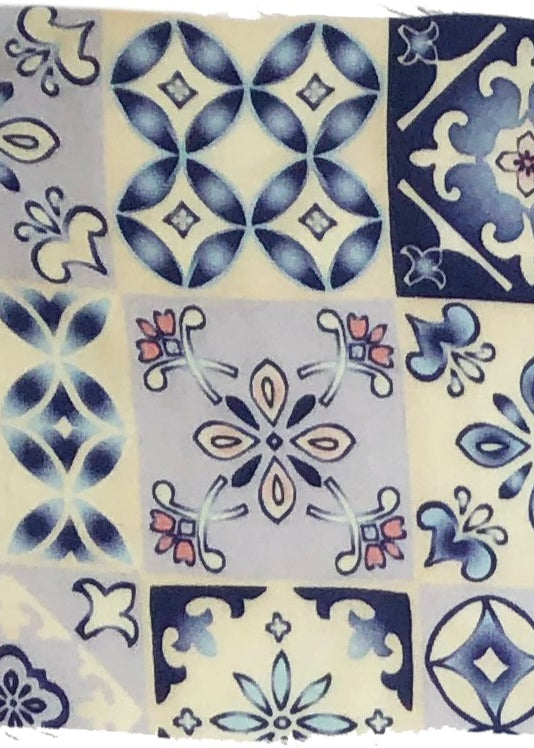 Blue Tile Print Fabric