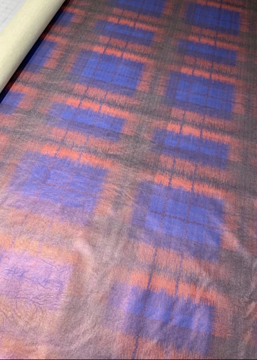 Faux Leather Plaid Tartan Fabric Blue/Red
