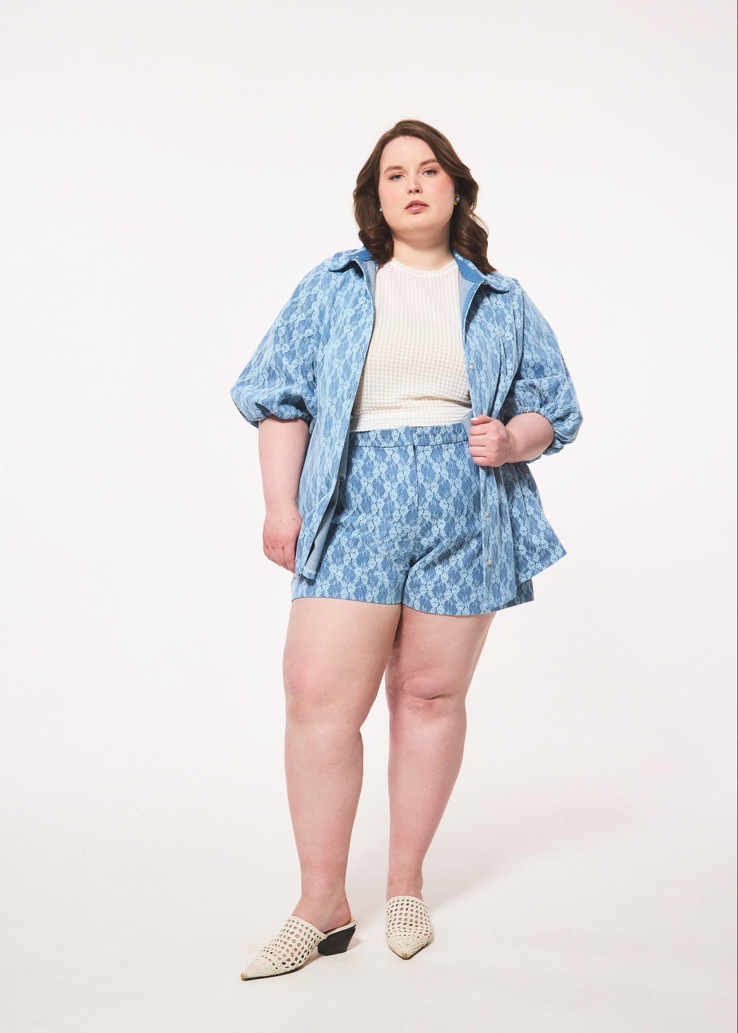 Denim Lace Trouser Short