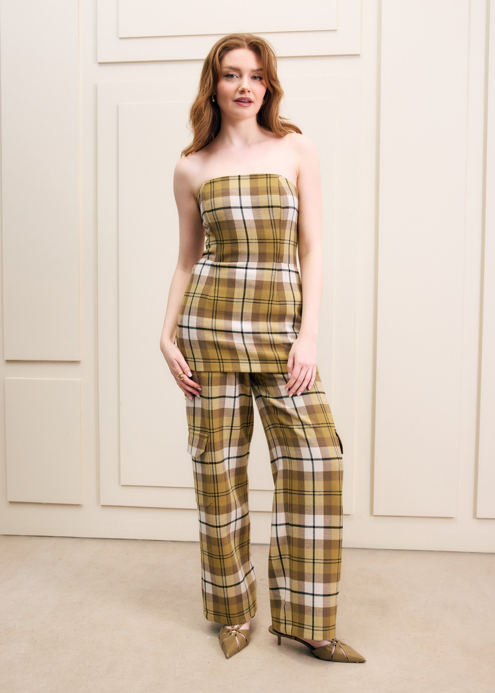 Olive Oil Plaid Cargo Pants