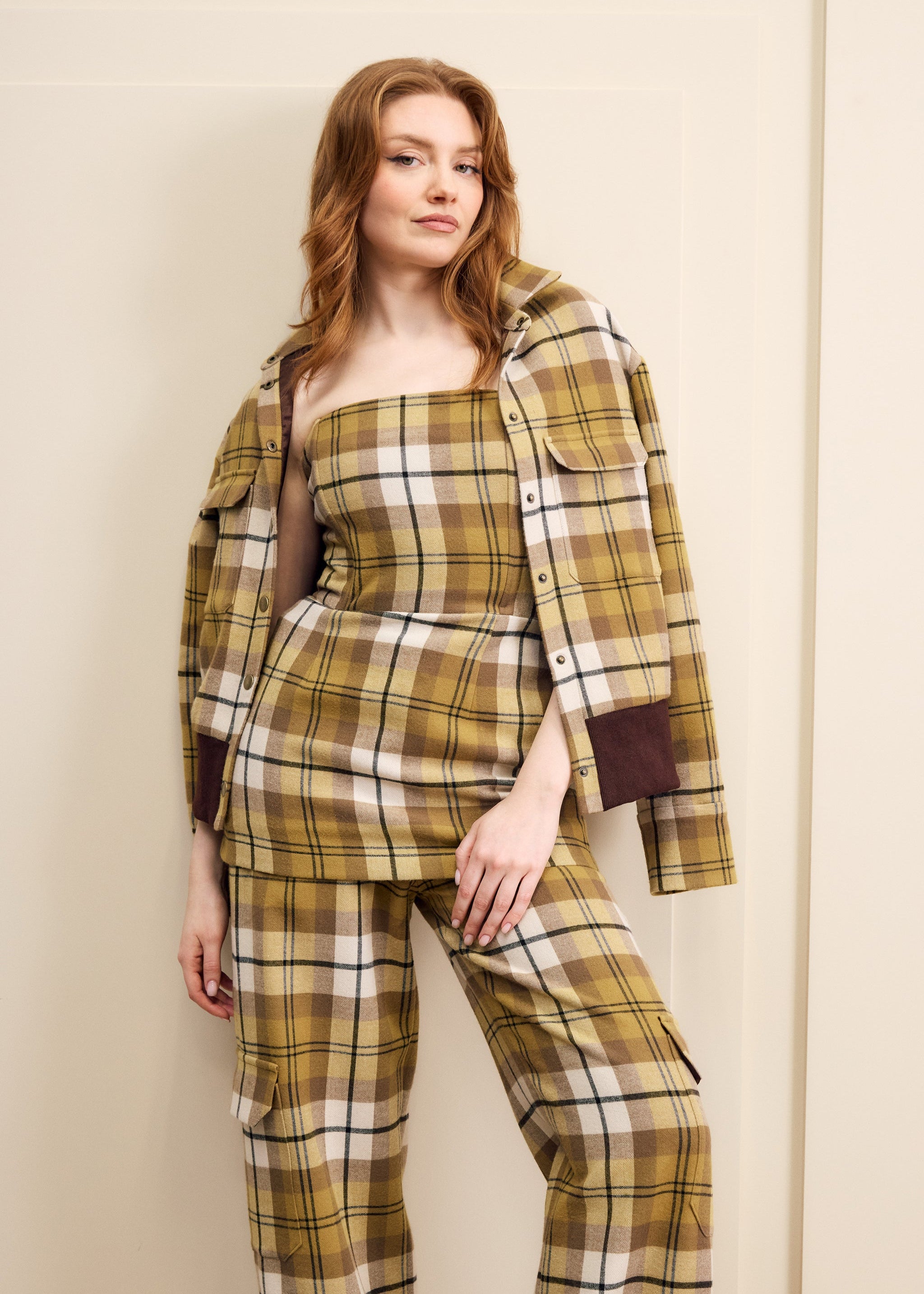 Olive Oil Plaid Bomber Jacket