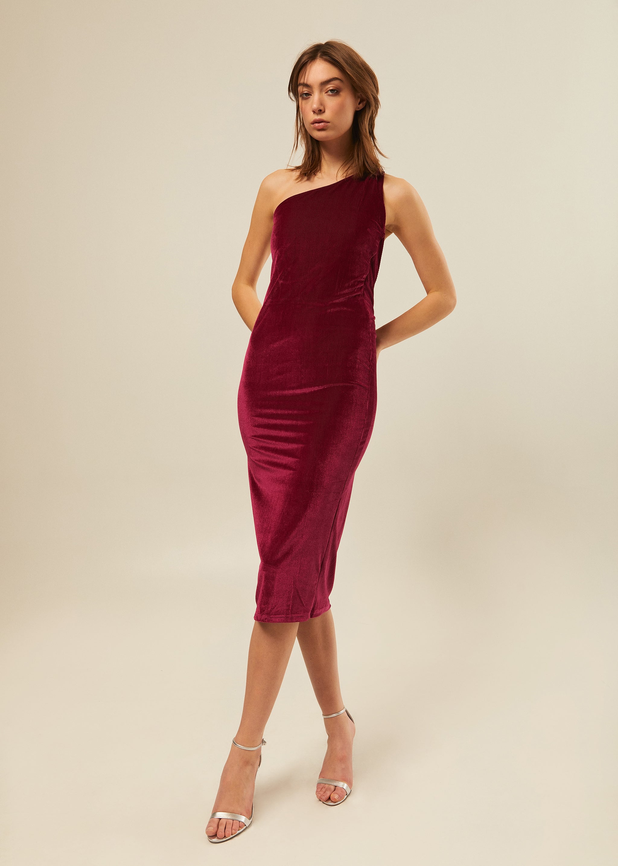 One Shoulder Velvet Dress