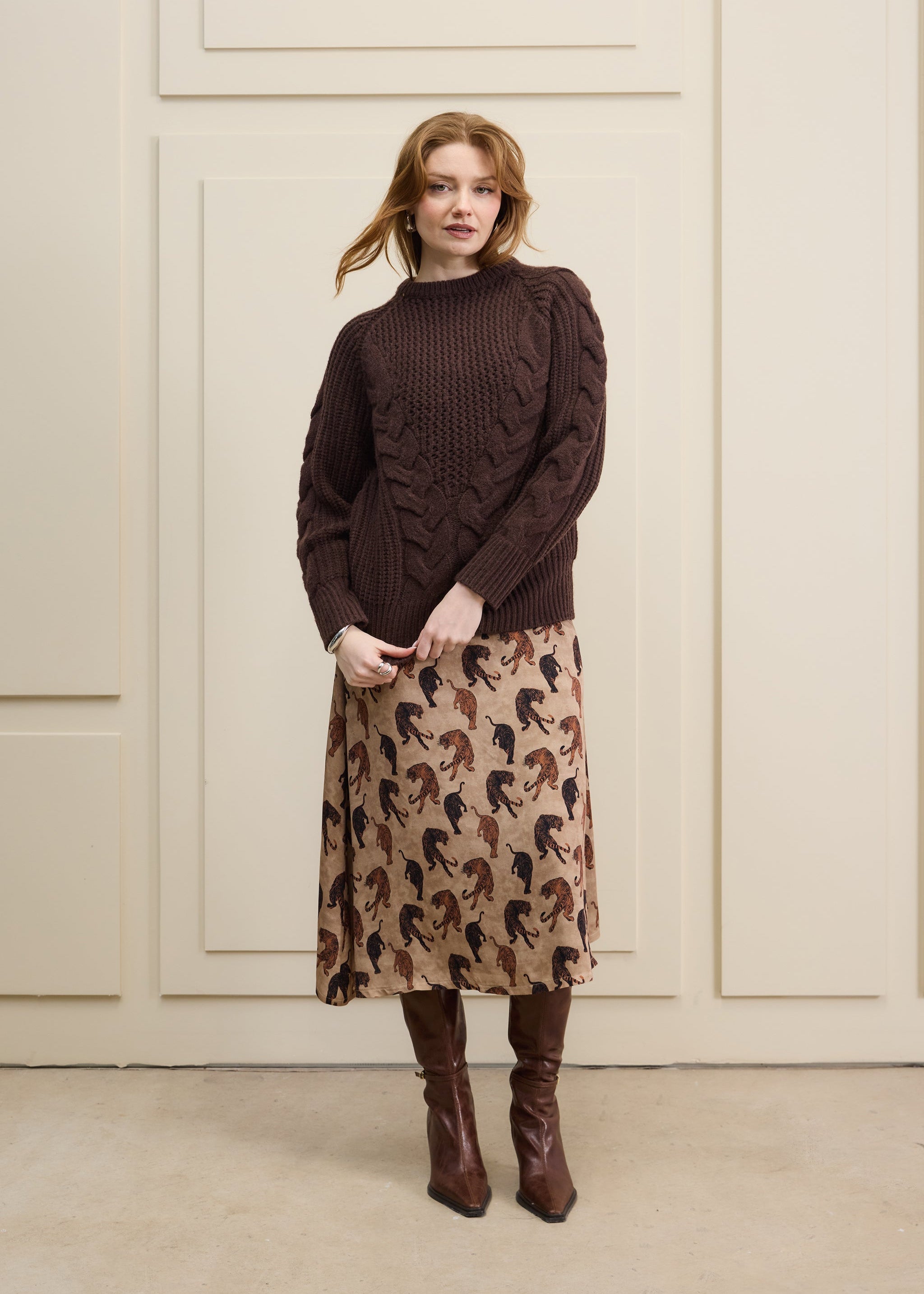 Long Cable Knit Sweater