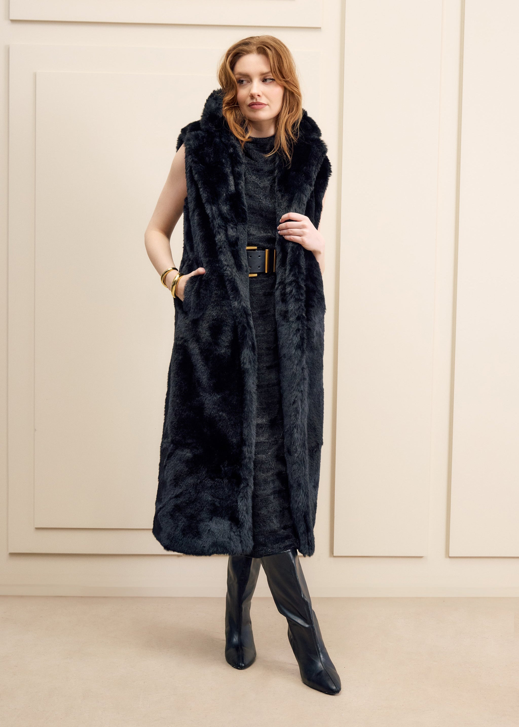 Faux Fur Midi Vest
