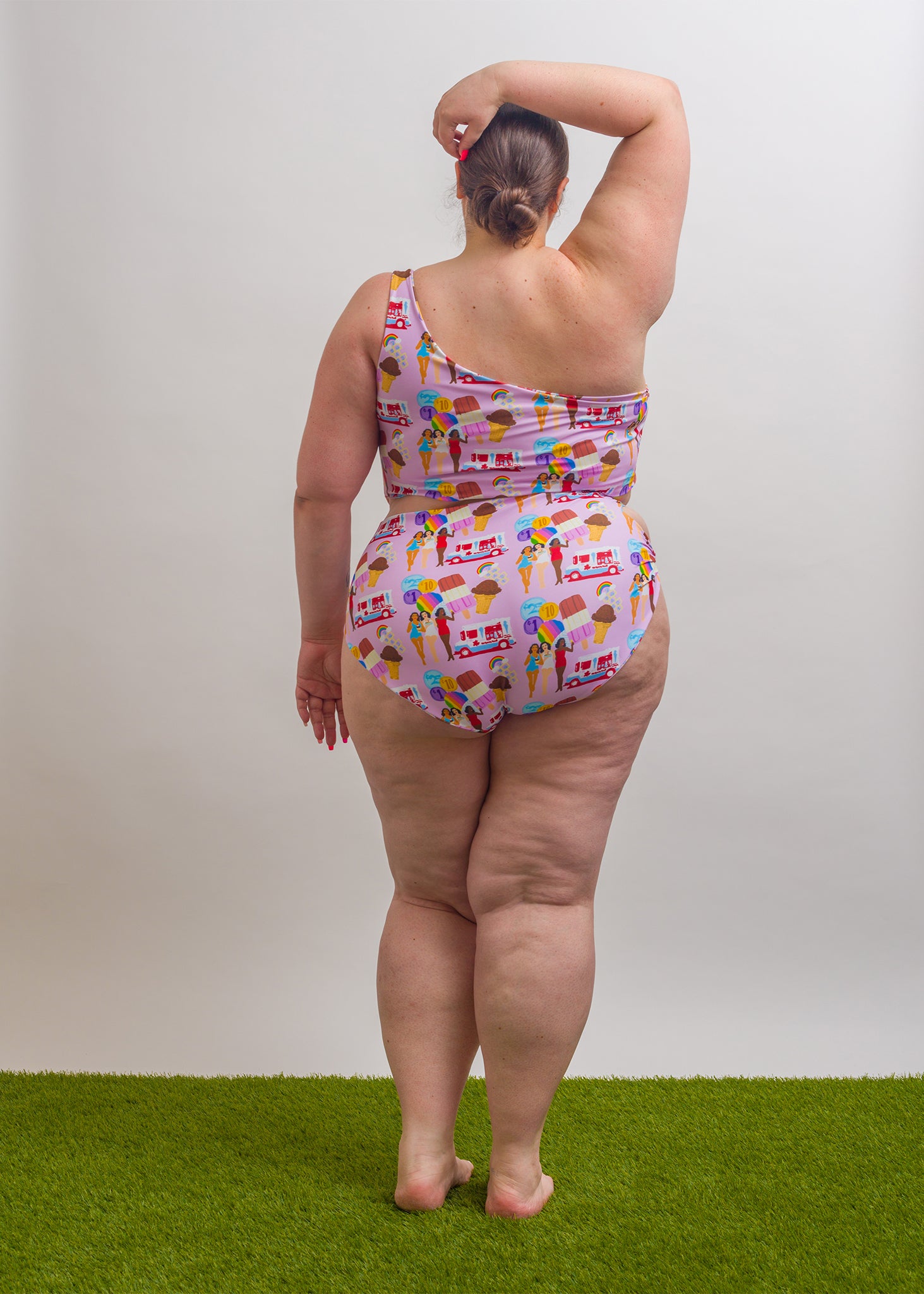 Ice Cream Print One Shoulder One Piece