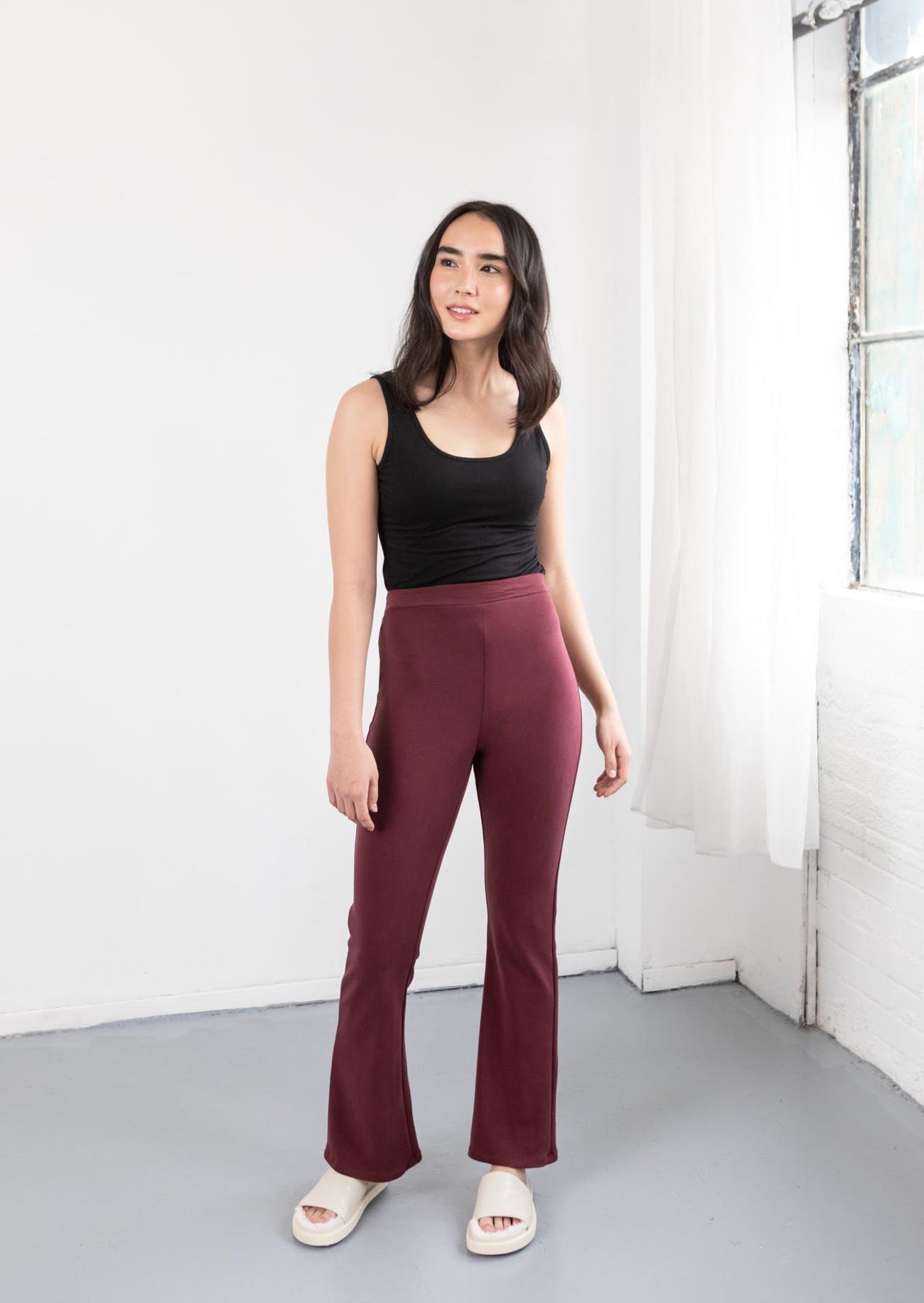 Cute Red Flare Pants On Model