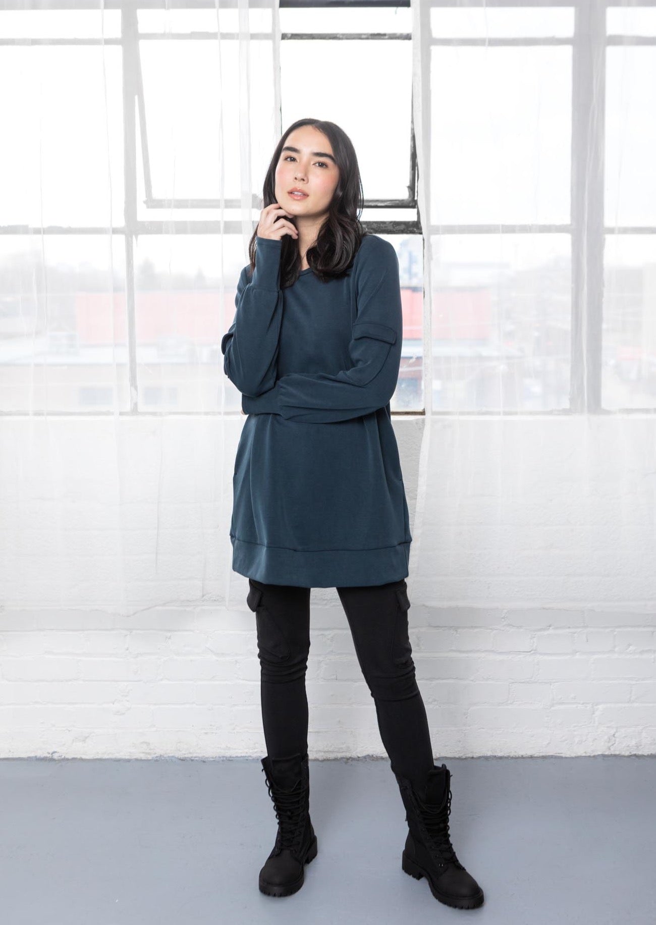 Long Crew Neck Sweater