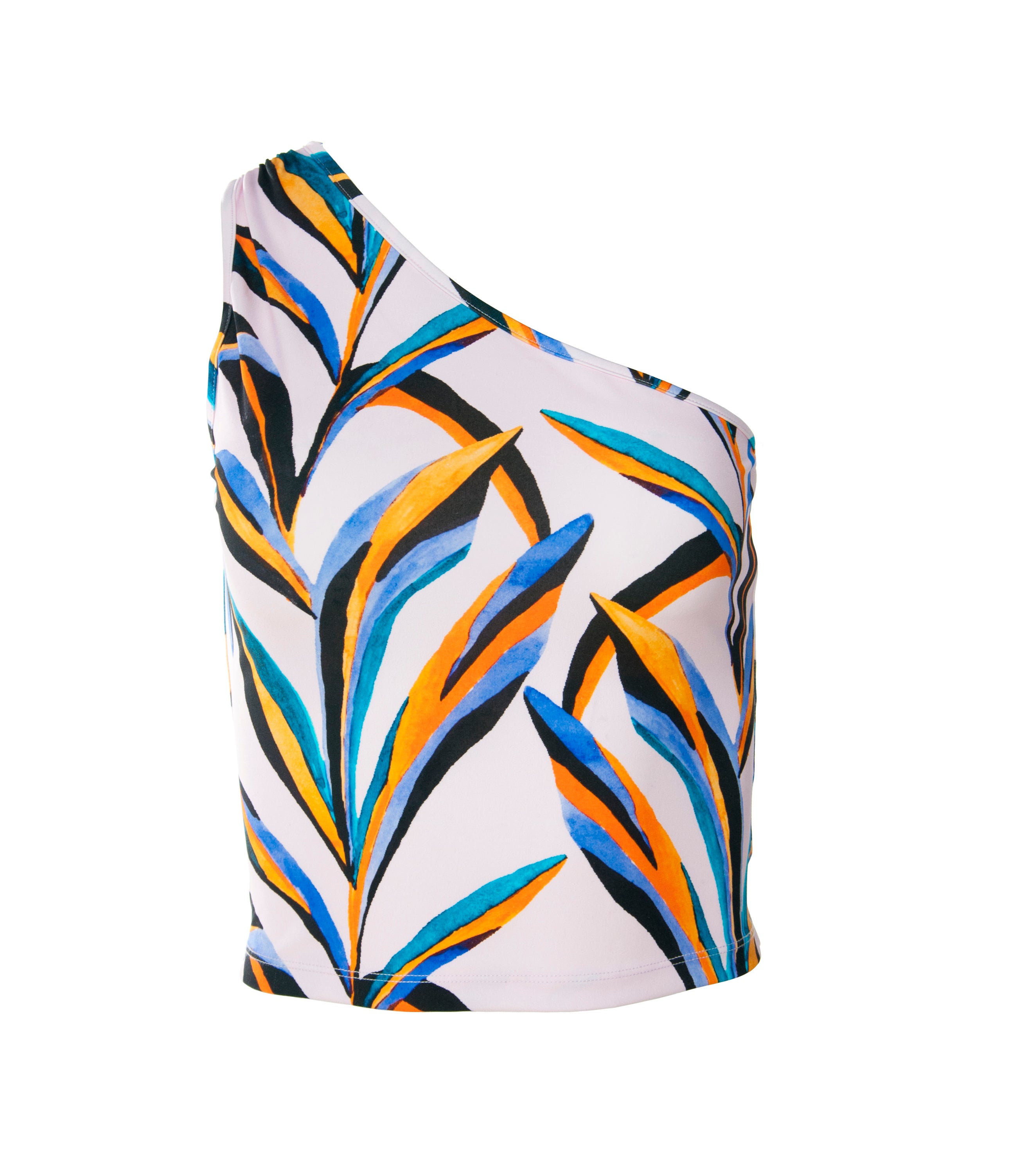 Palm Print One Shoulder Crop Top