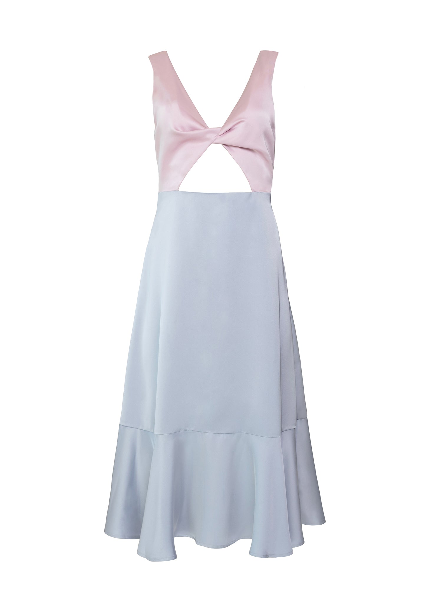 Two-Tone Twist Midi Dress