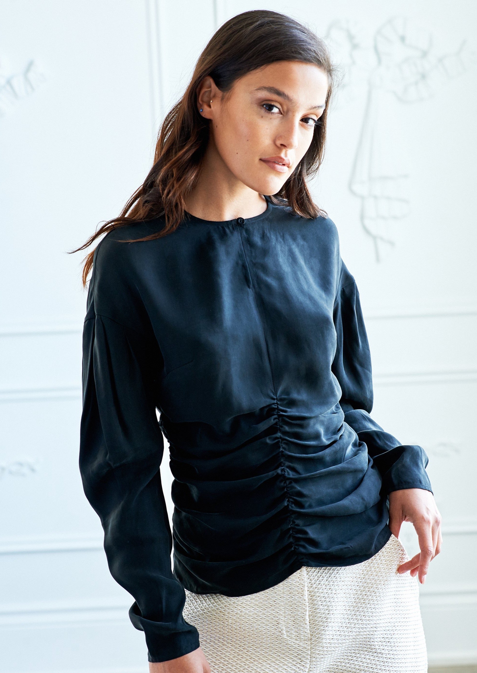 Ruched Keyhole Blouse