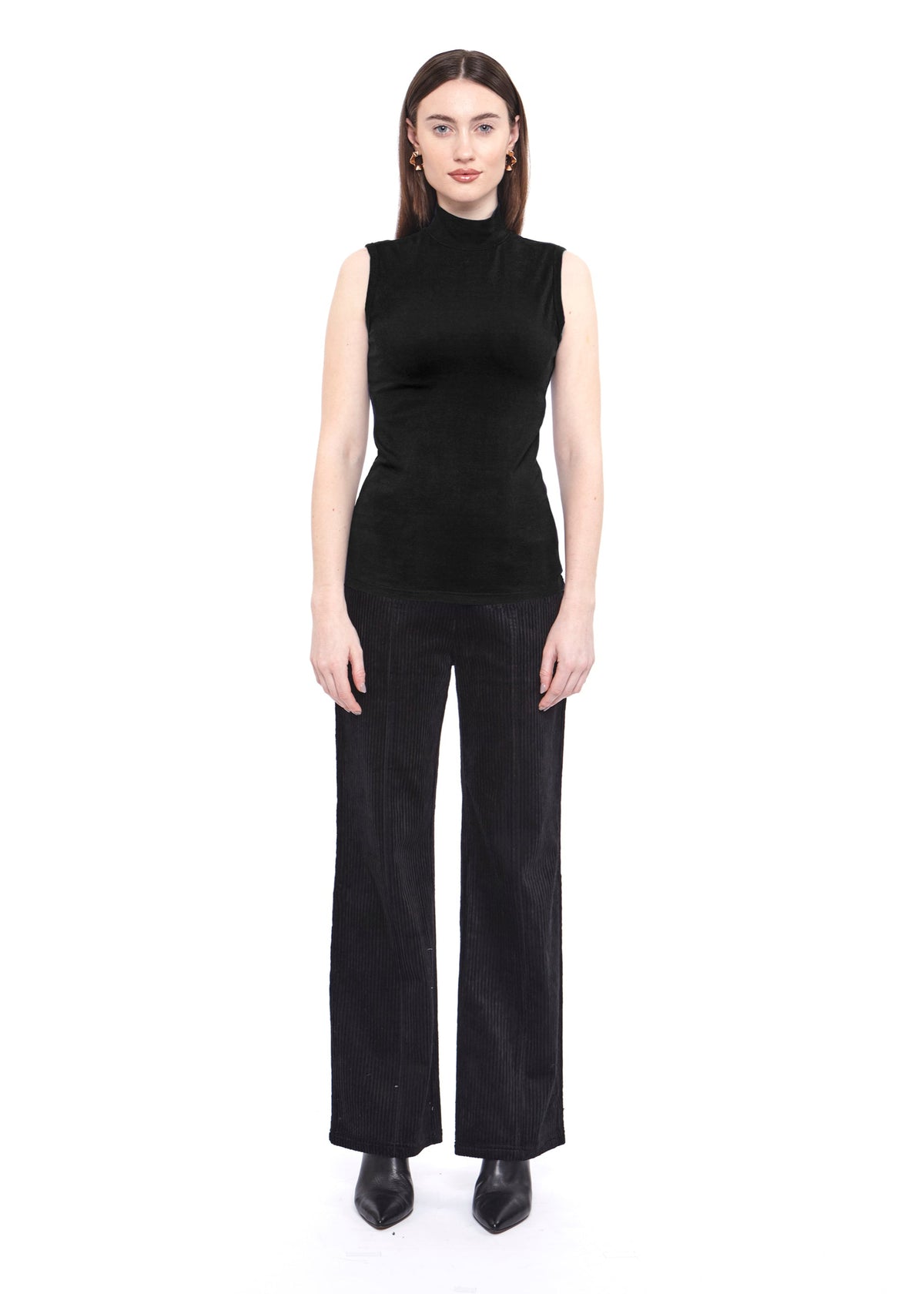 Black Mock Neck Sleeveless Turtleneck Top – Hilary MacMillan