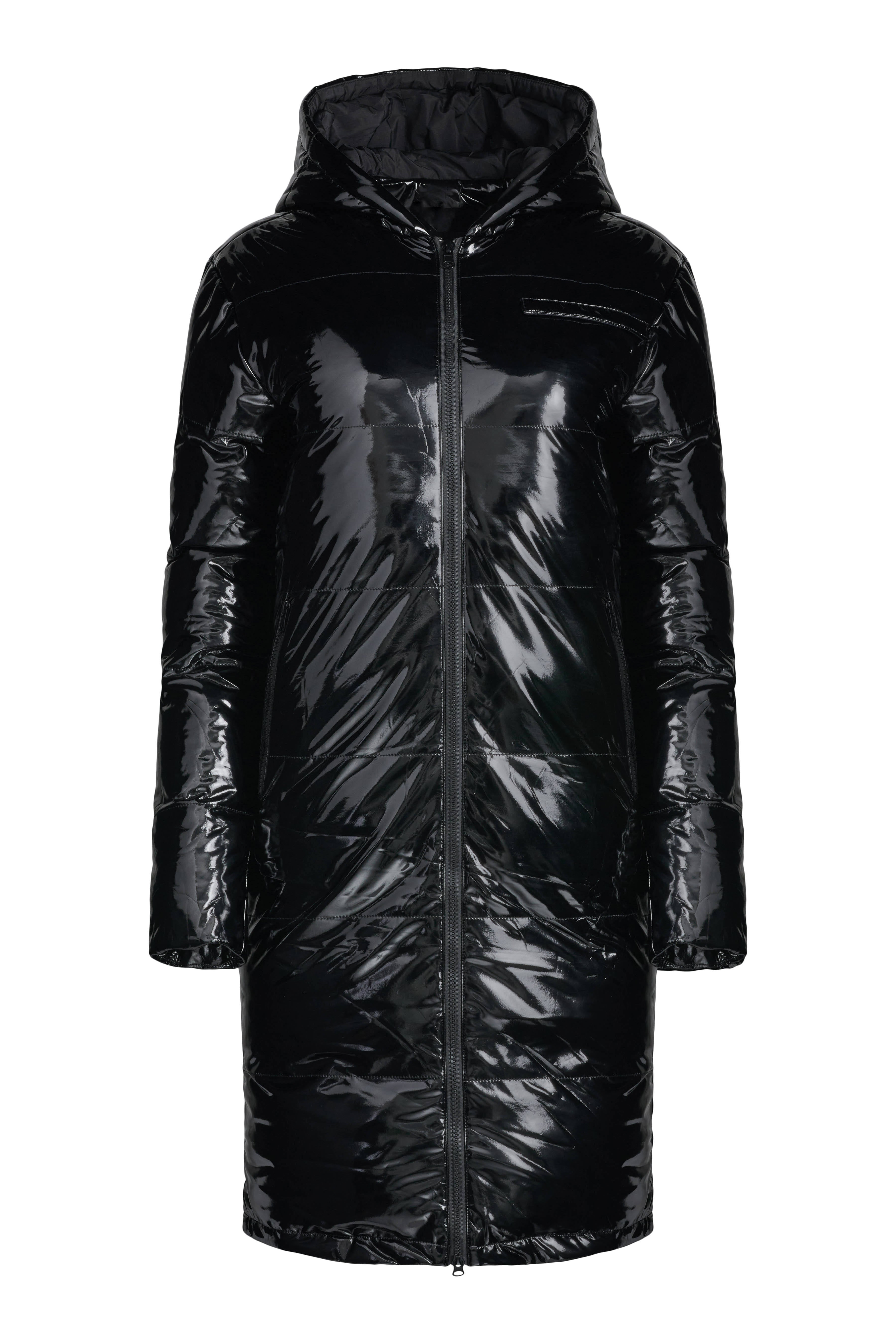 Patent Hooded Puffer