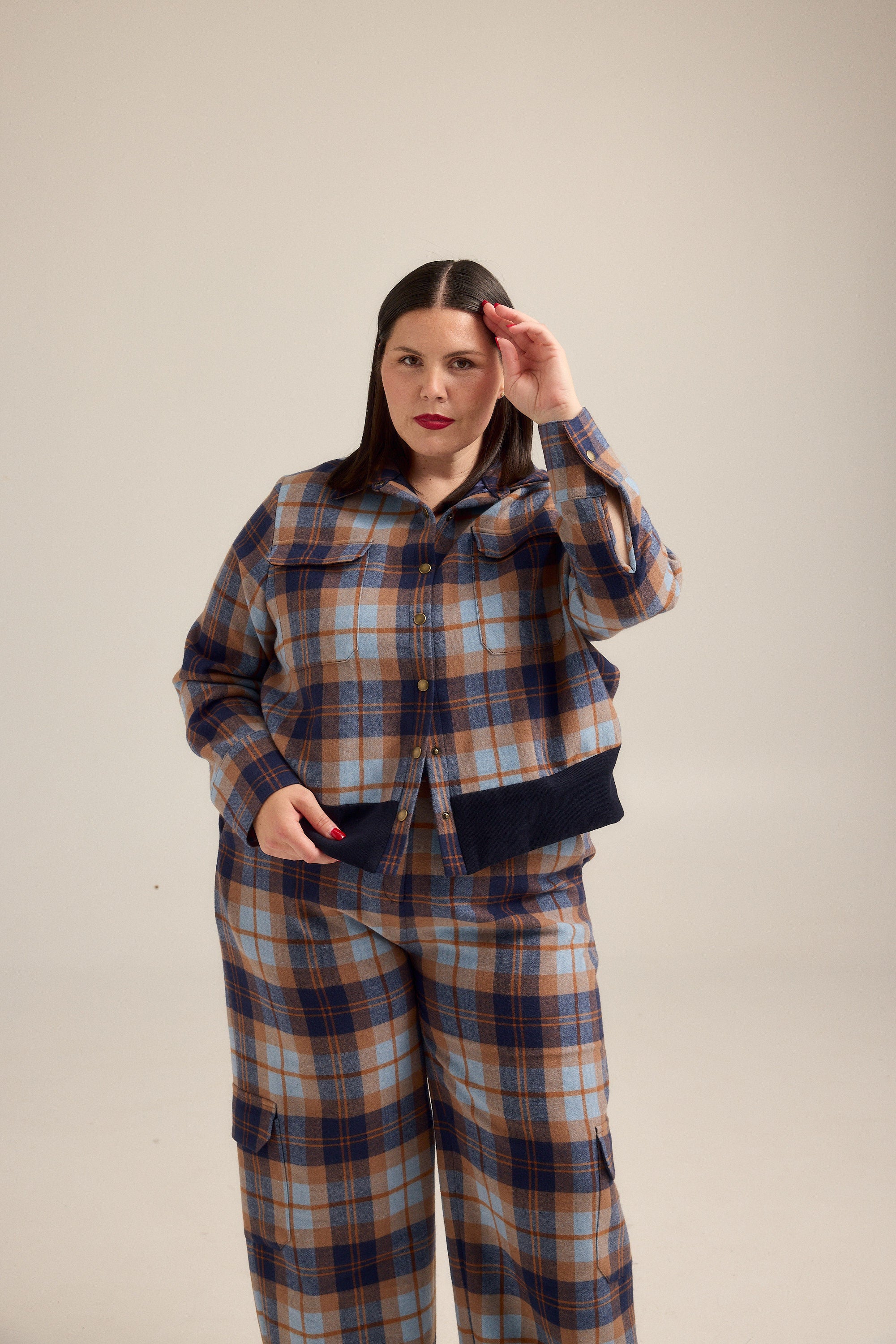 Blue Plaid Bomber Jacket