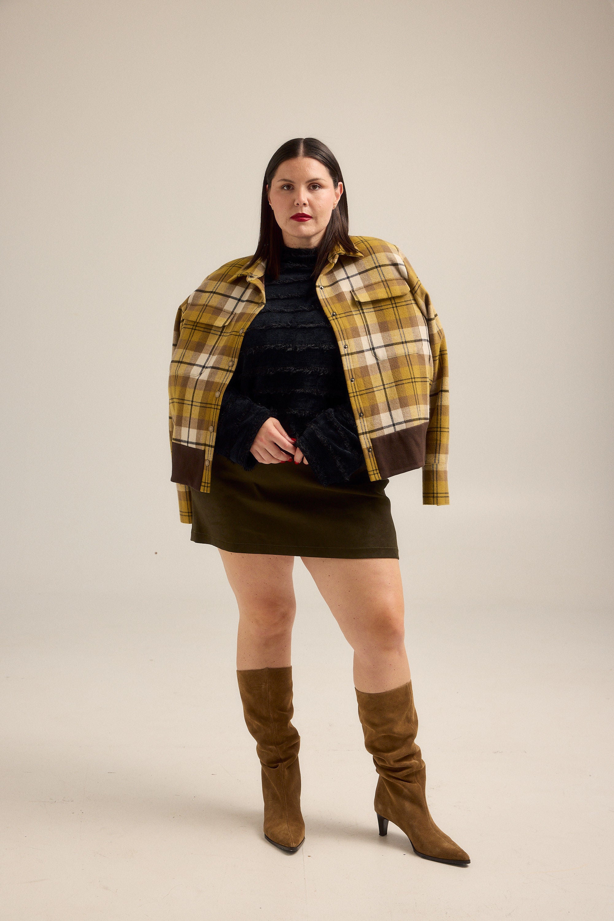 Olive Oil Plaid Bomber Jacket