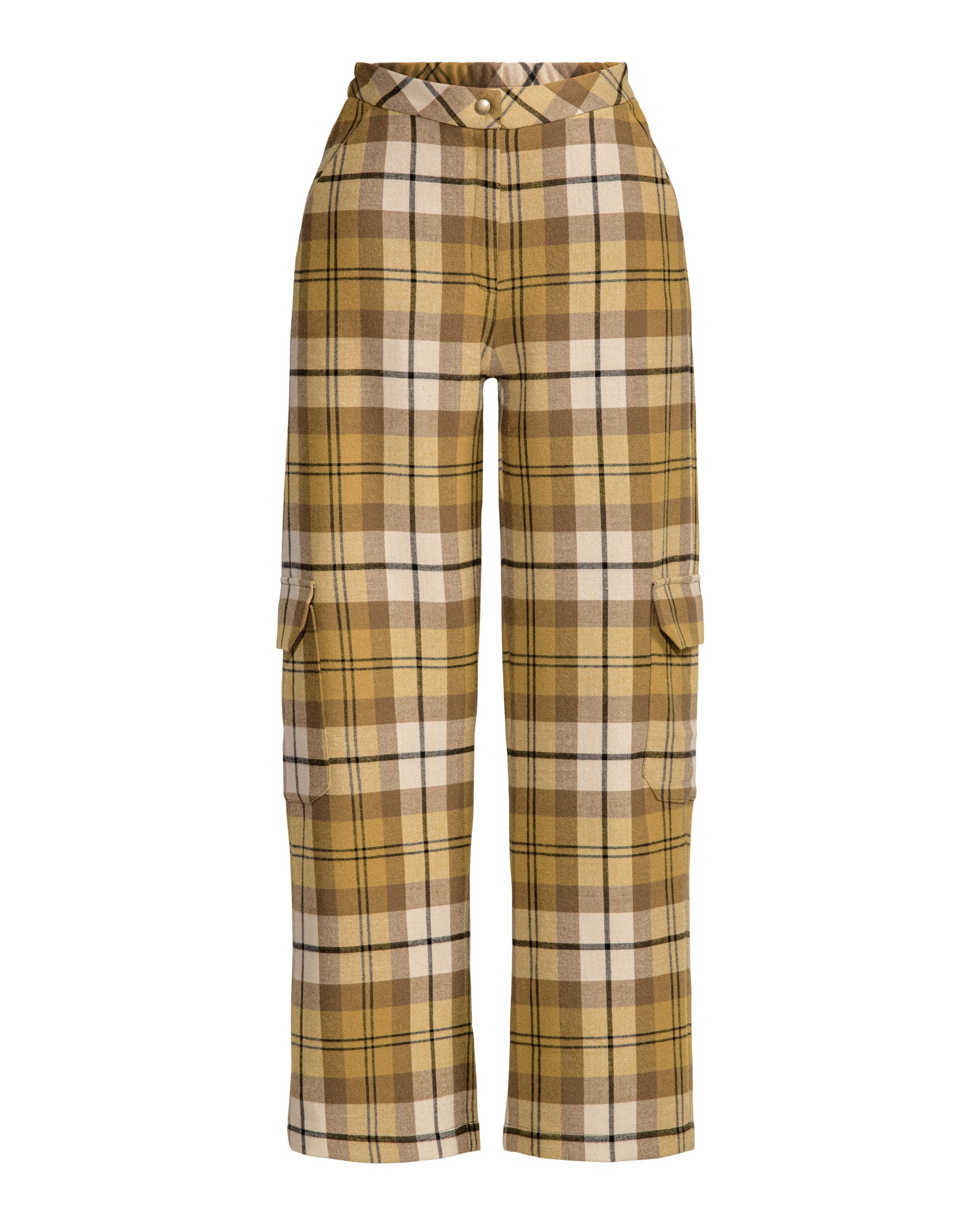 Olive Oil Plaid Cargo Pants