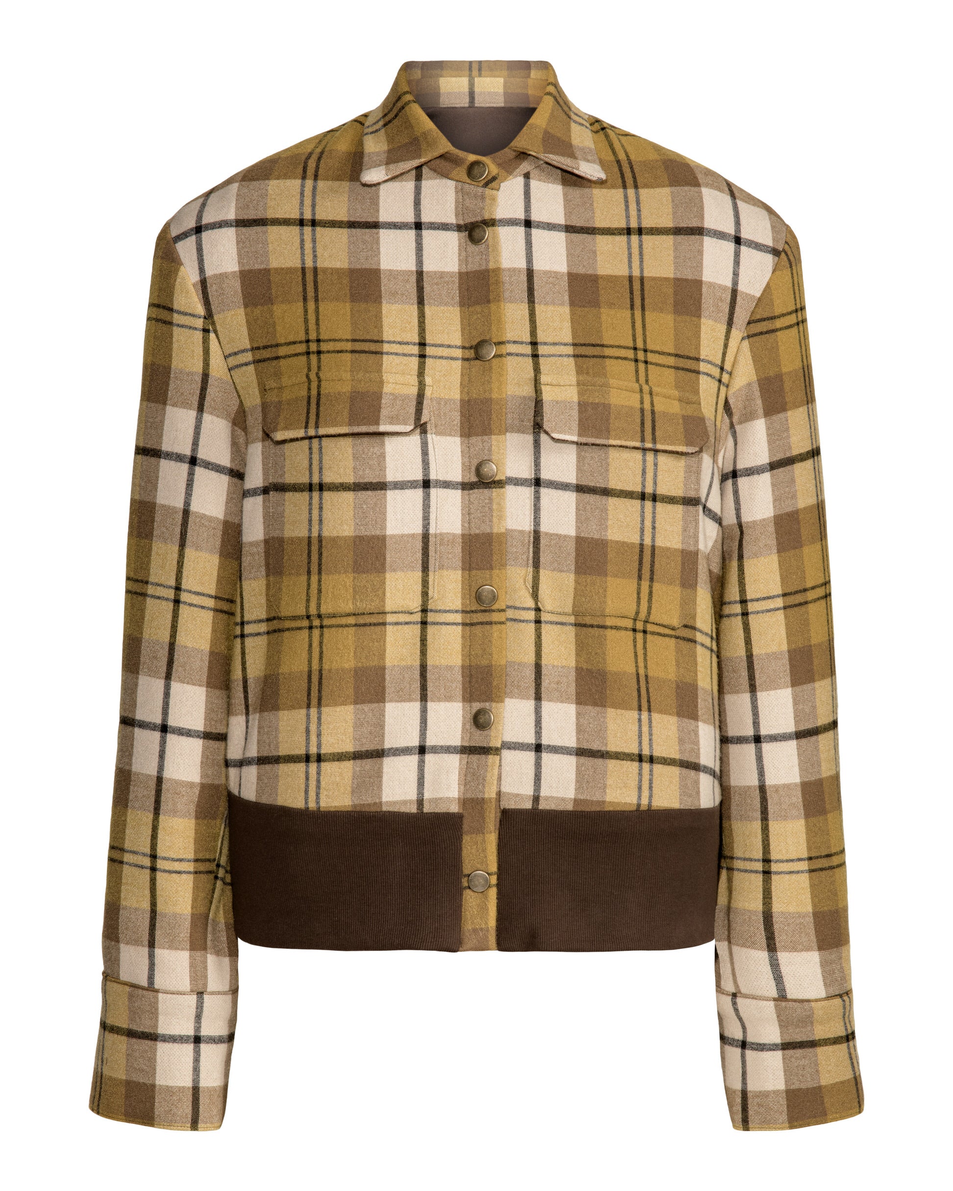 Olive Oil Plaid Bomber Jacket