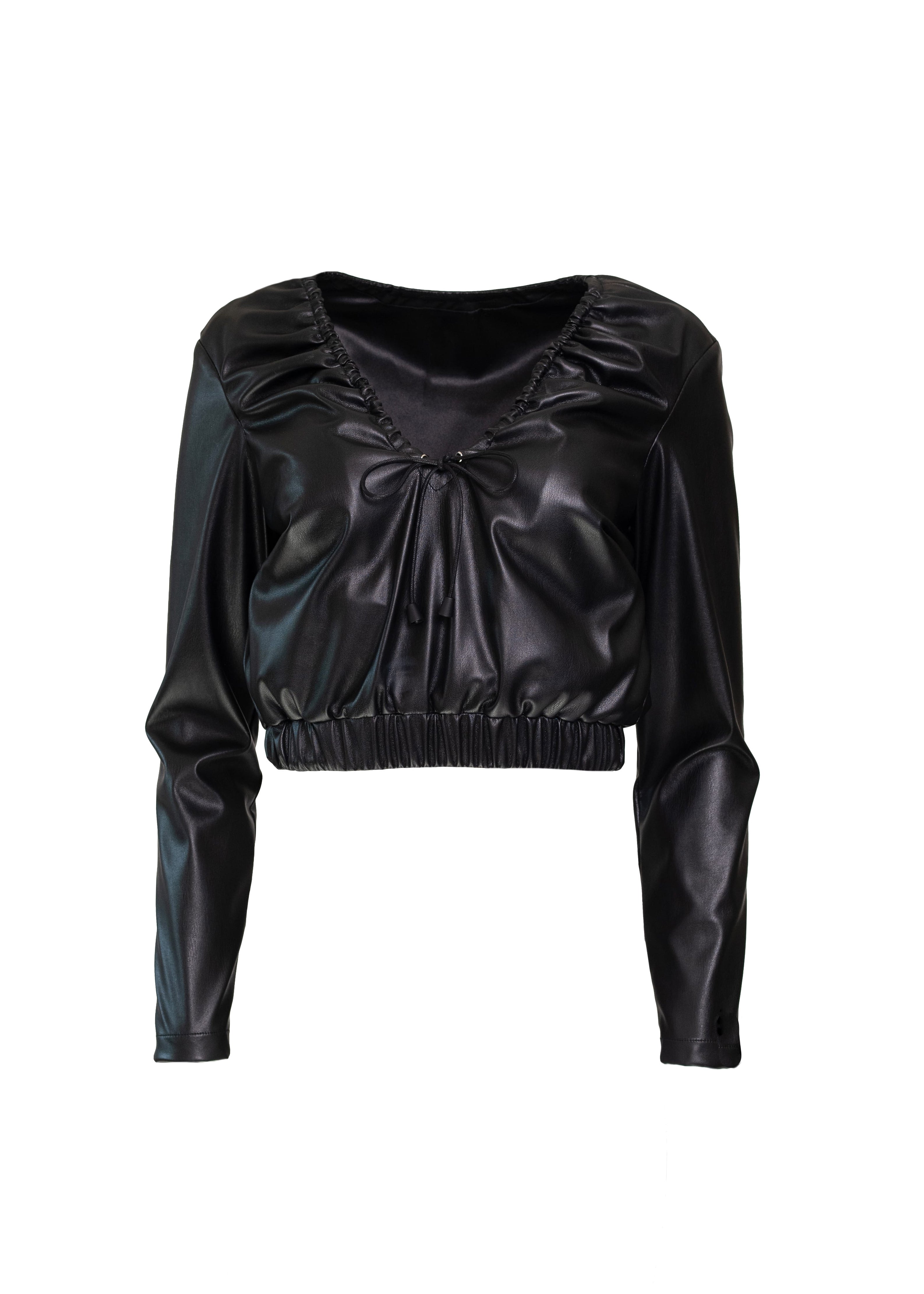 Ruched 'Leather' Crop Top