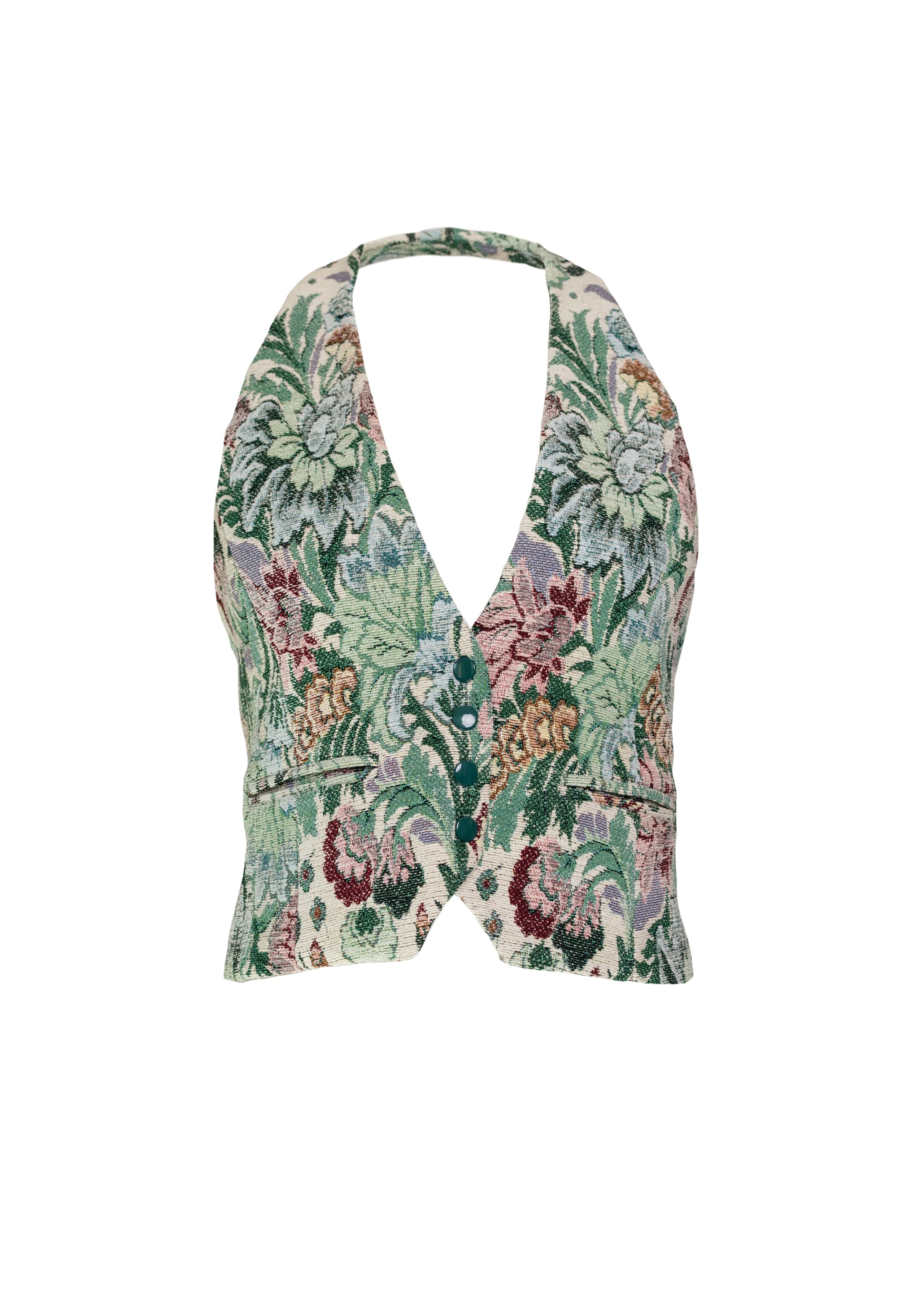 Floral Jacquard Halter Vest