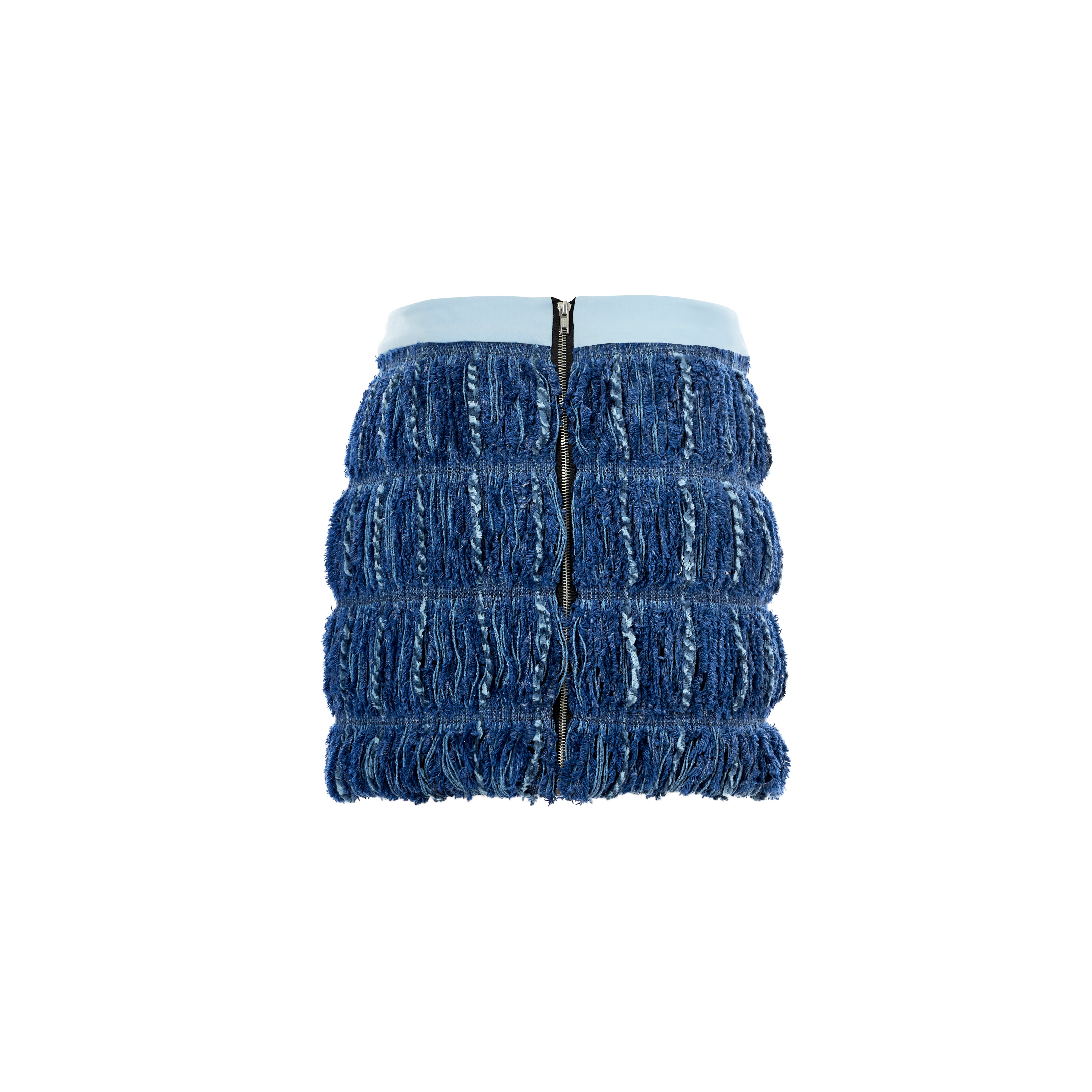 Textured Blue Woven Mini Skirt