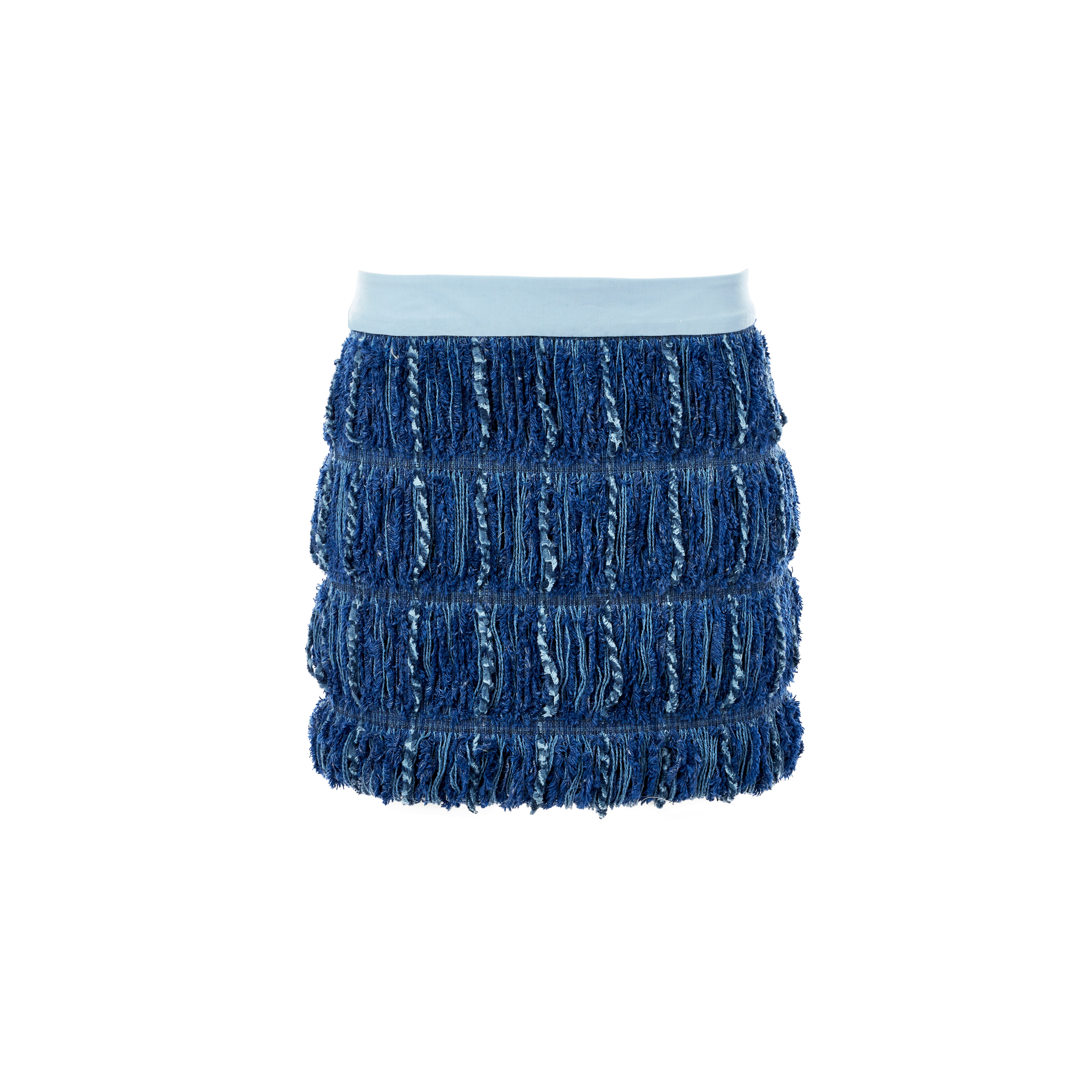 Textured Blue Woven Mini Skirt