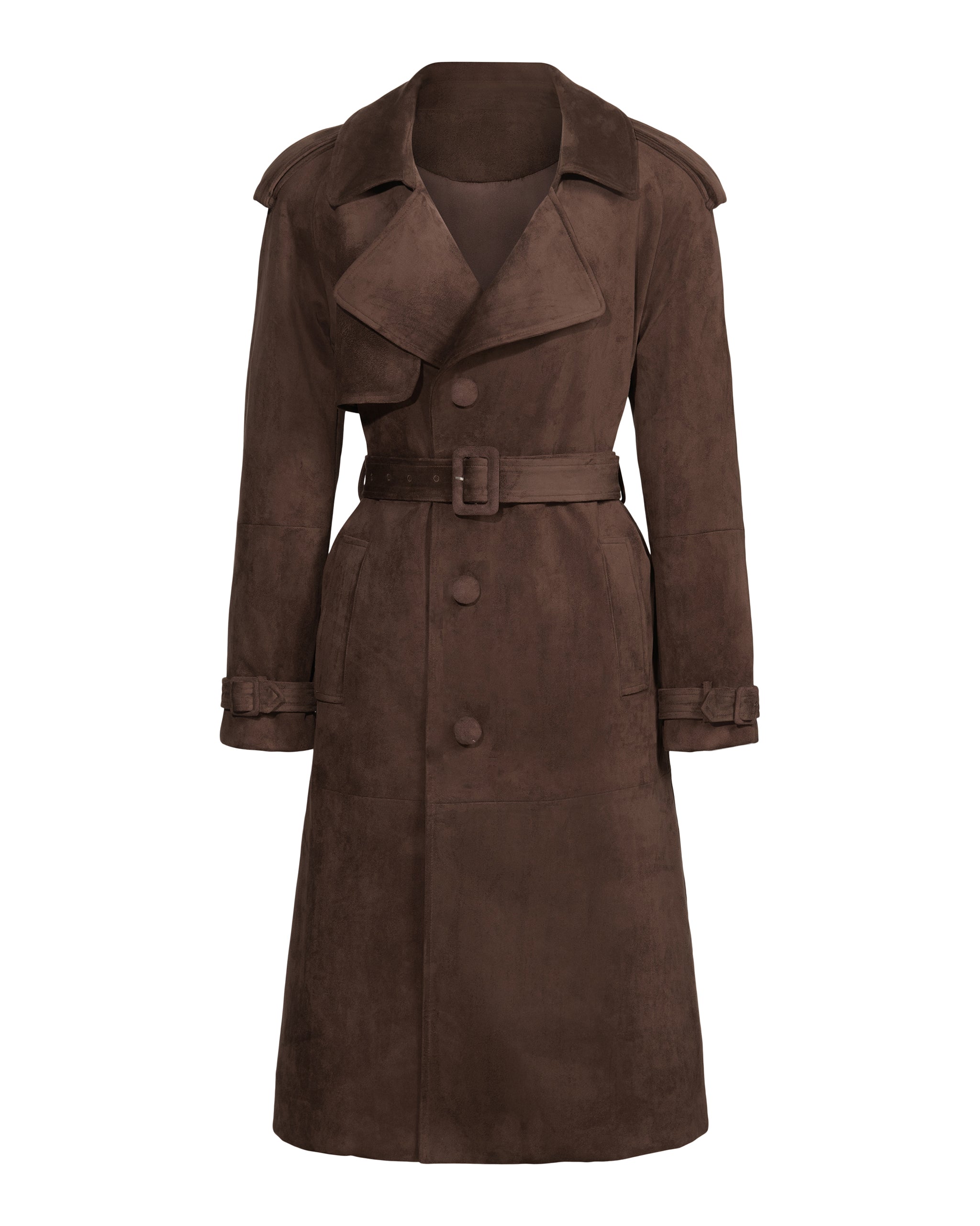 Brown Suede Trench Coat