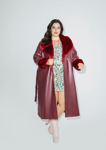 Abbey clancy x lipsy faux fur collar wrap coat deals