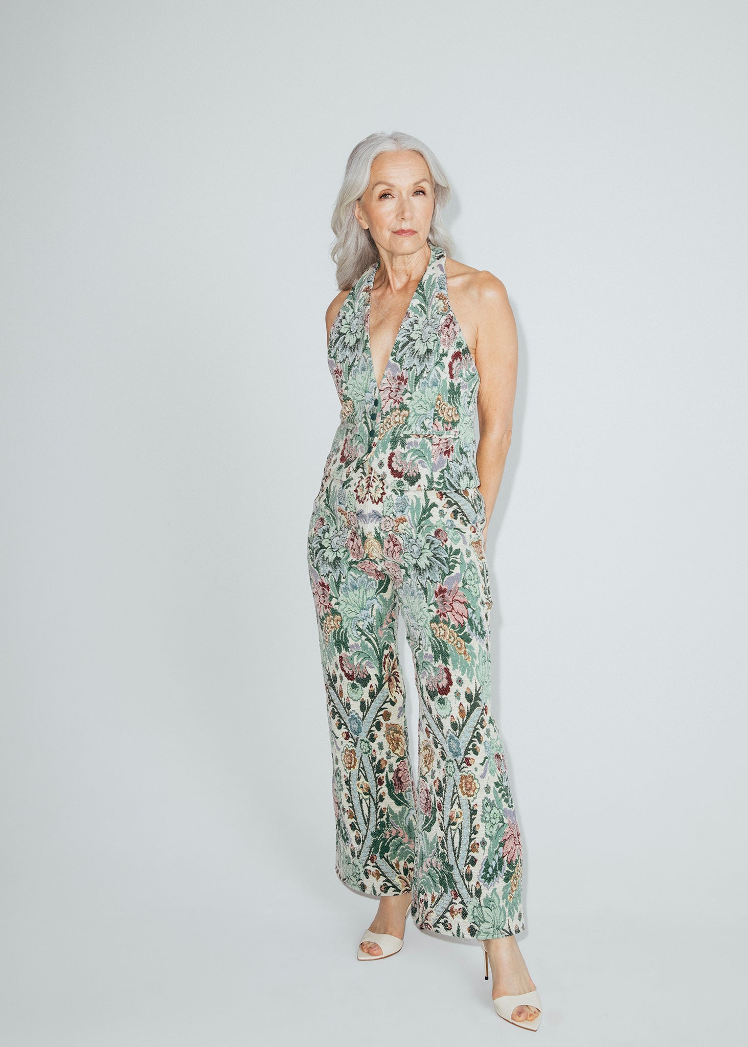 Floral Jacquard Halter Vest