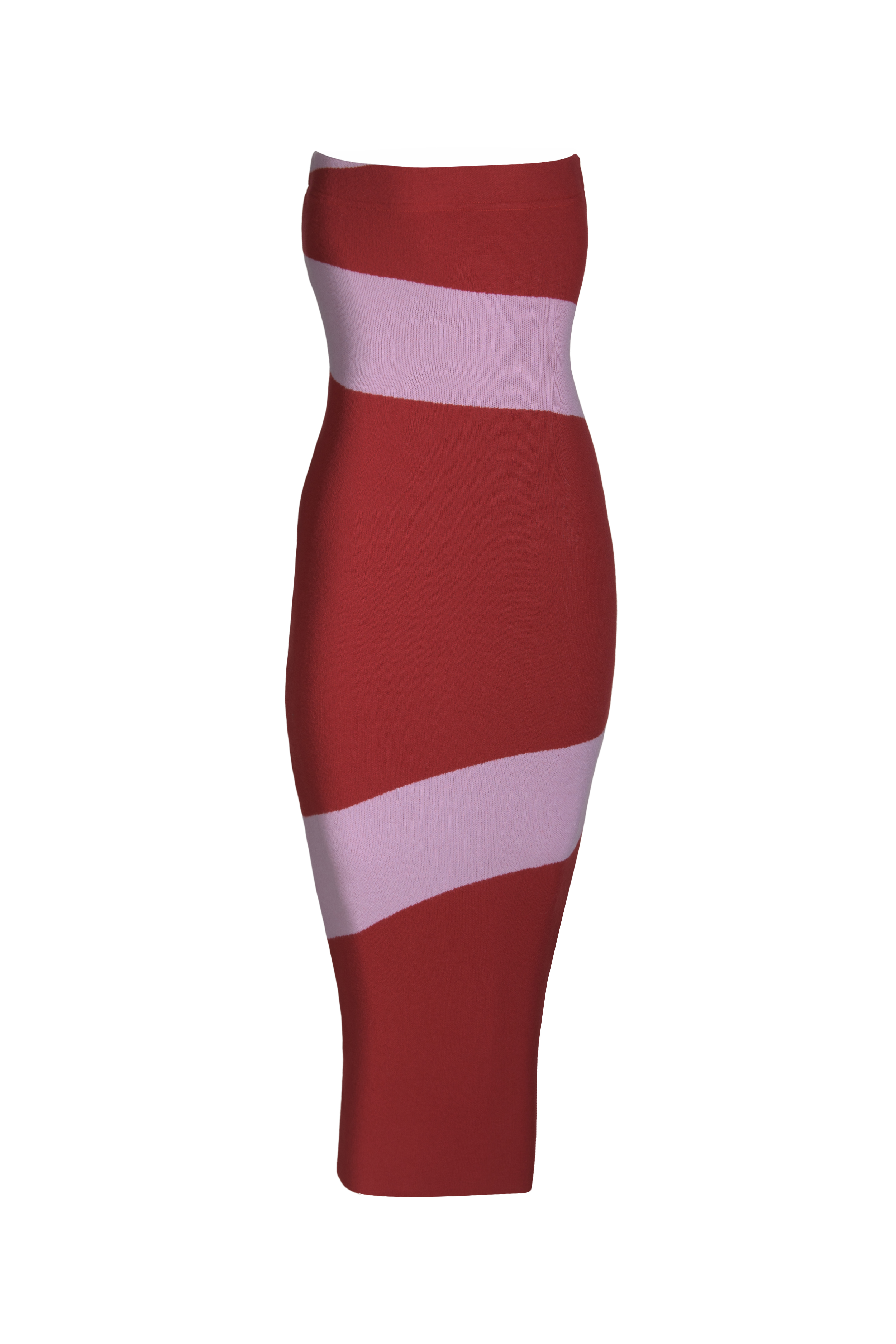 Two Tone Strapless Knit Dress