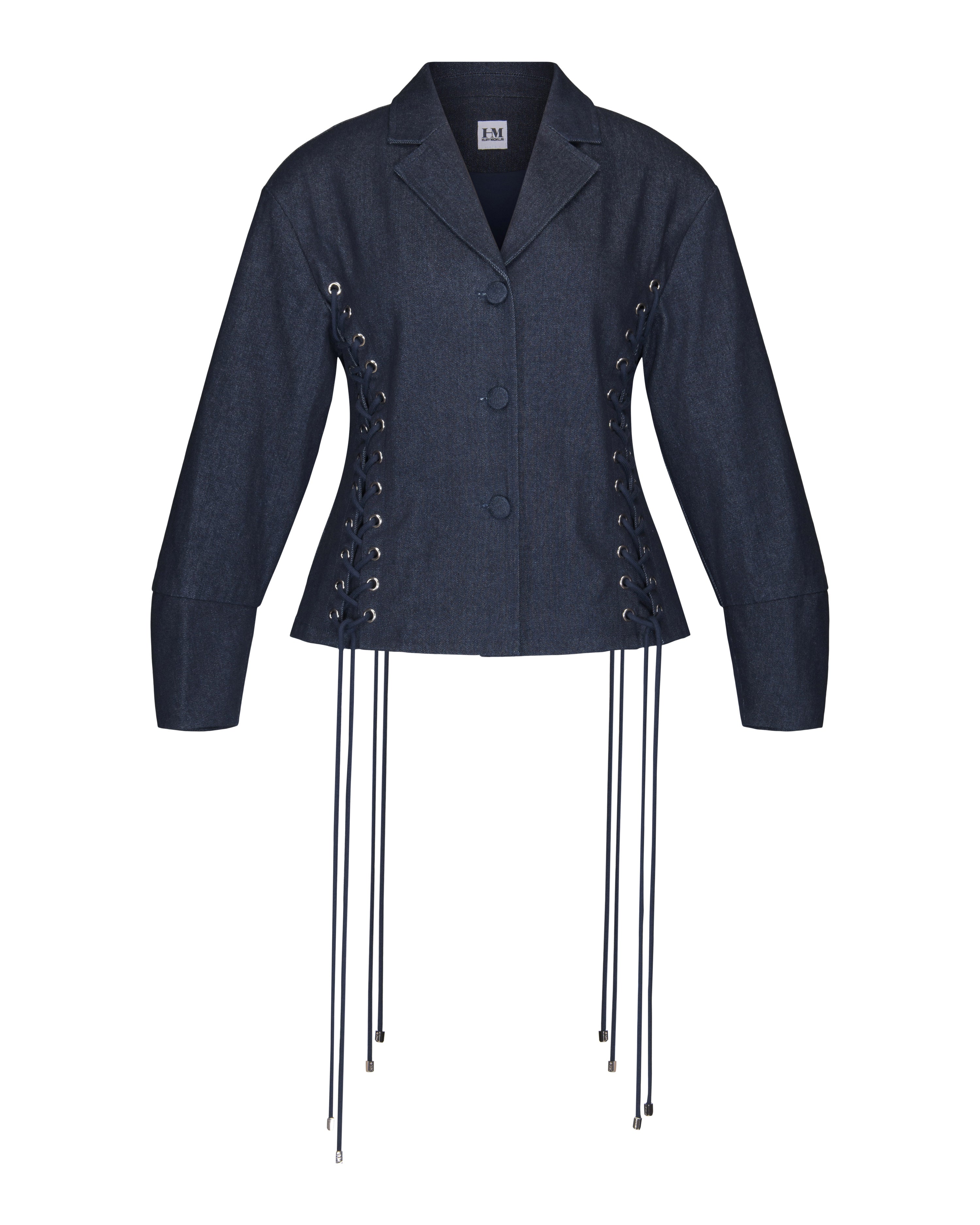Lace Up Exaggerated Sleeve Denim Jacket