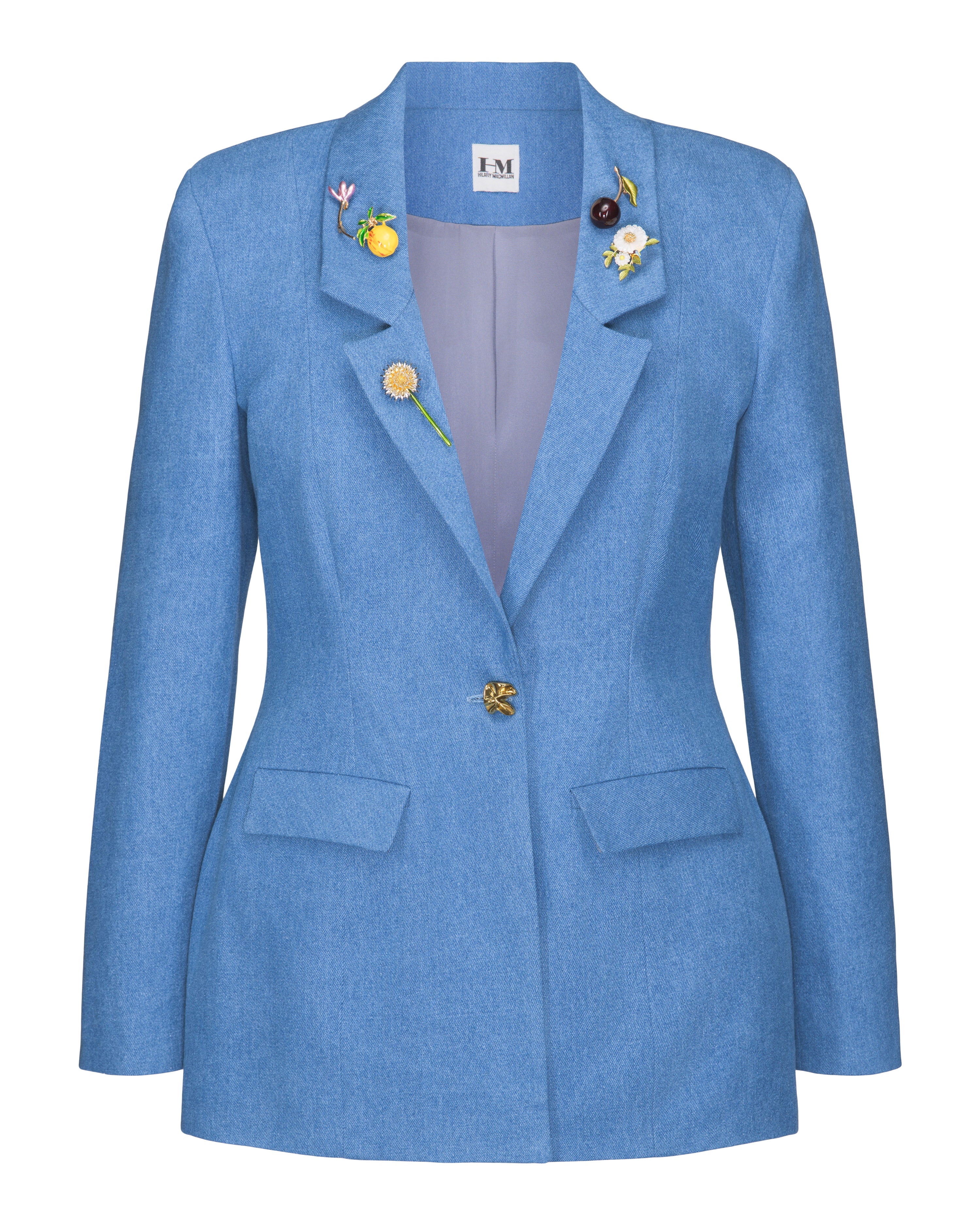 Denim Blazer with Pins