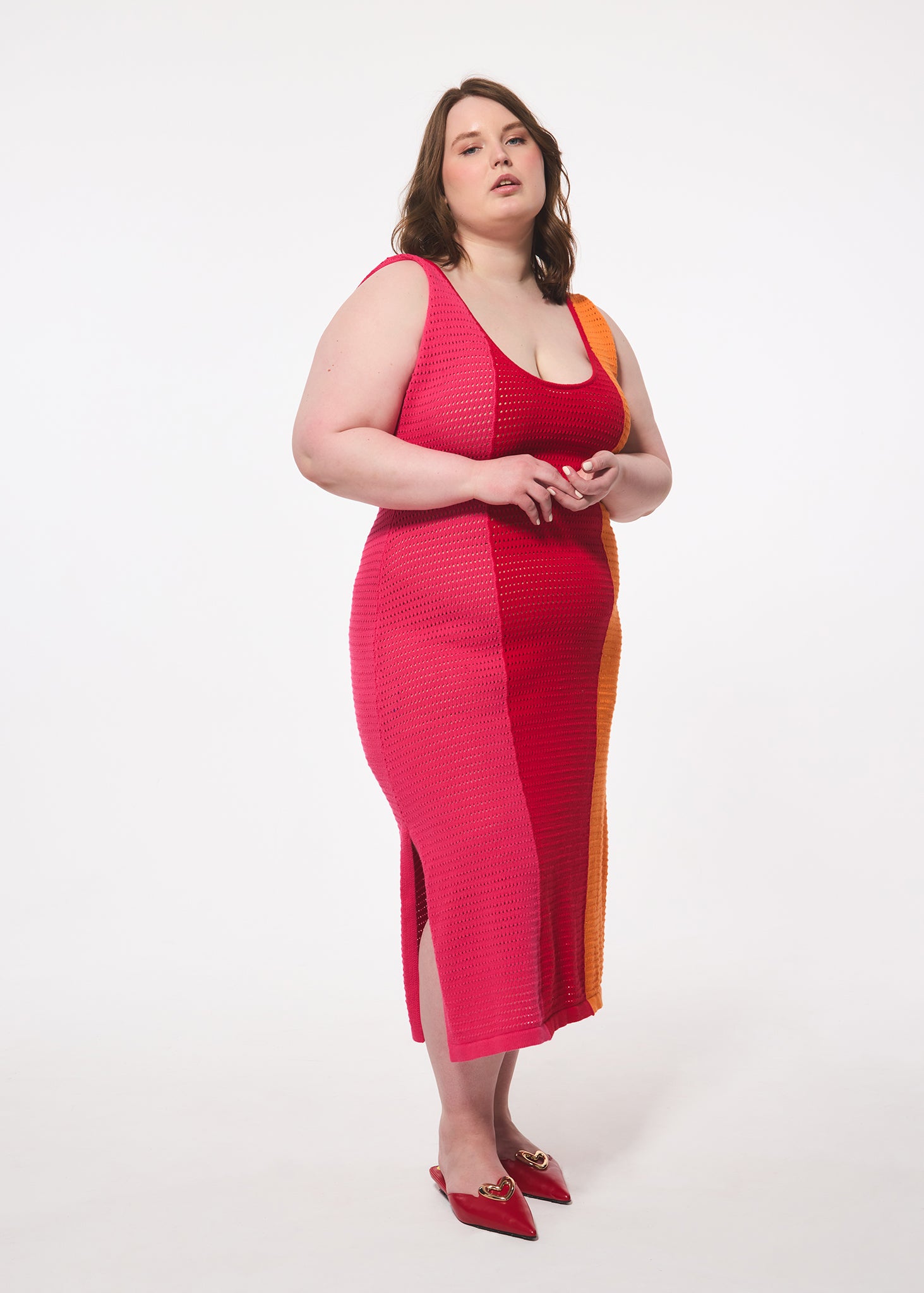 Tri Colour Crochet Knit Dress