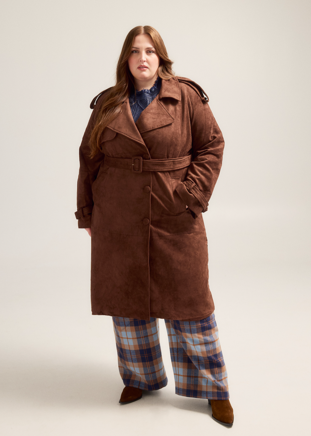 Brown Suede Trench Coat