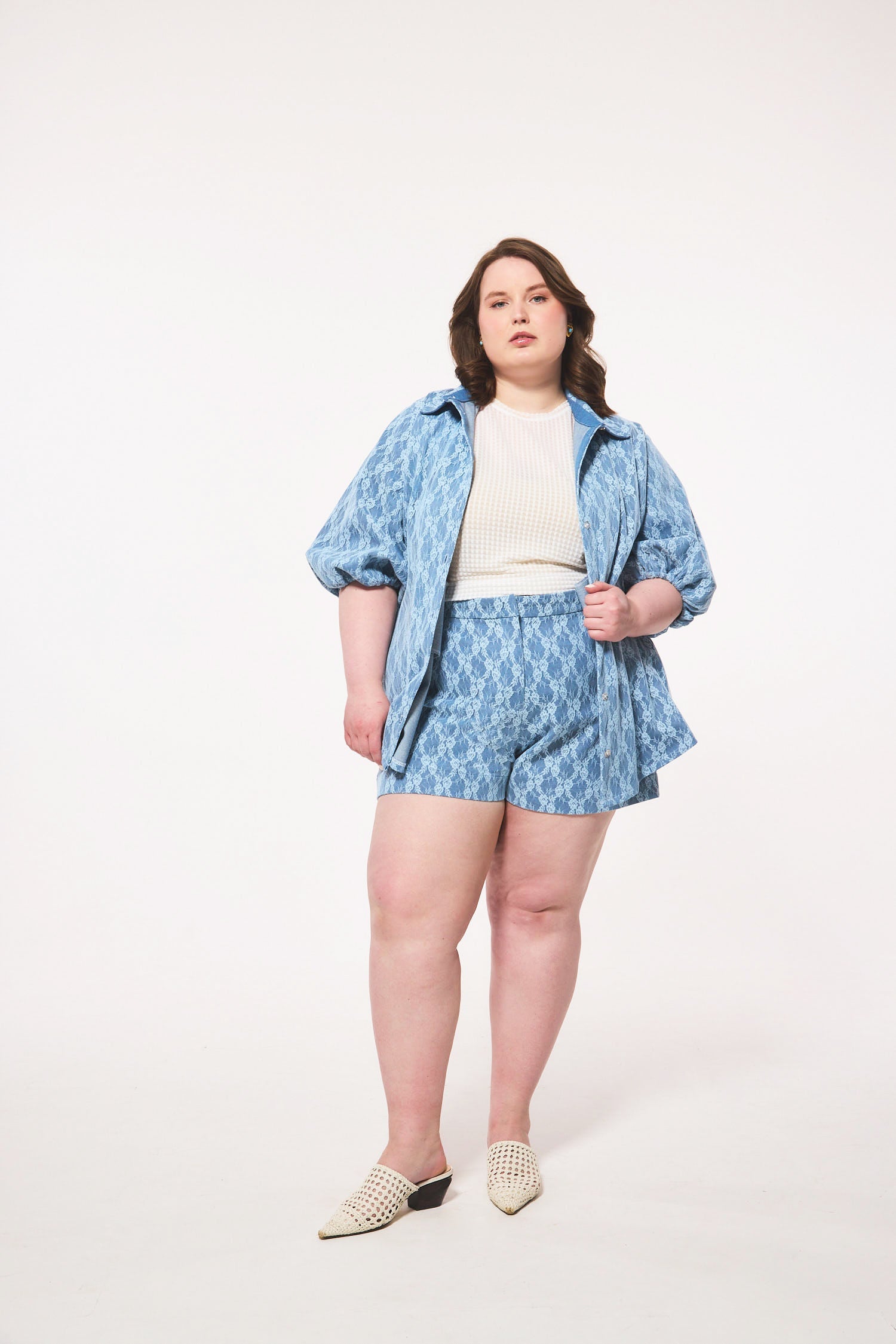Denim Lace Trouser Short
