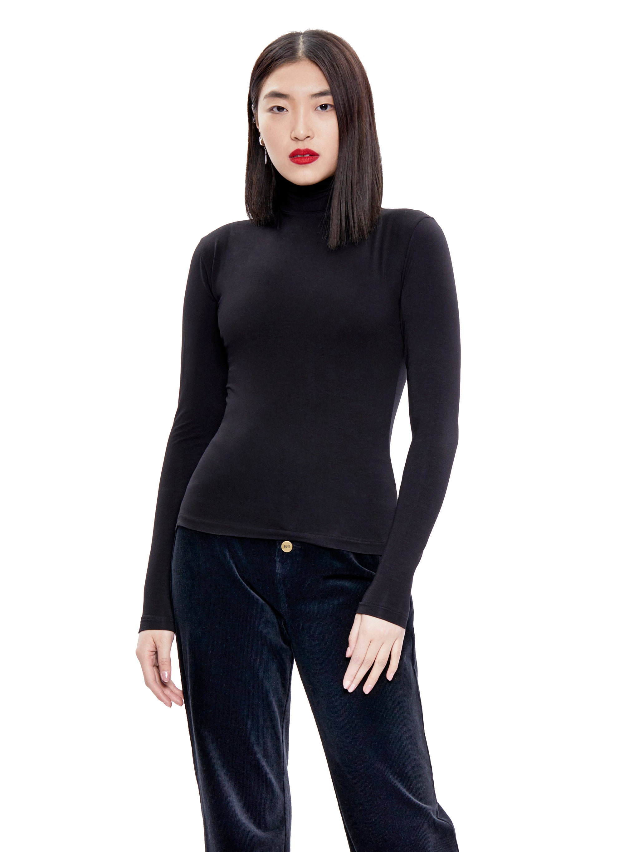 Long Neck Long Sleeve Turtleneck Top