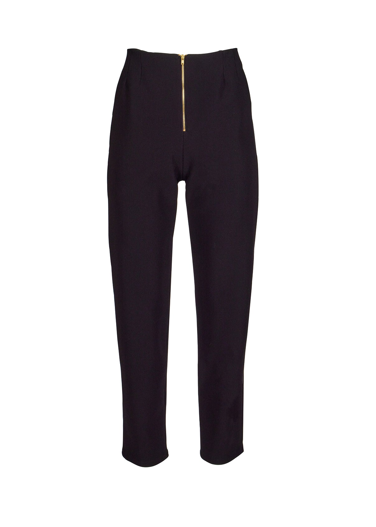 Ribbed Front Zip Trouser